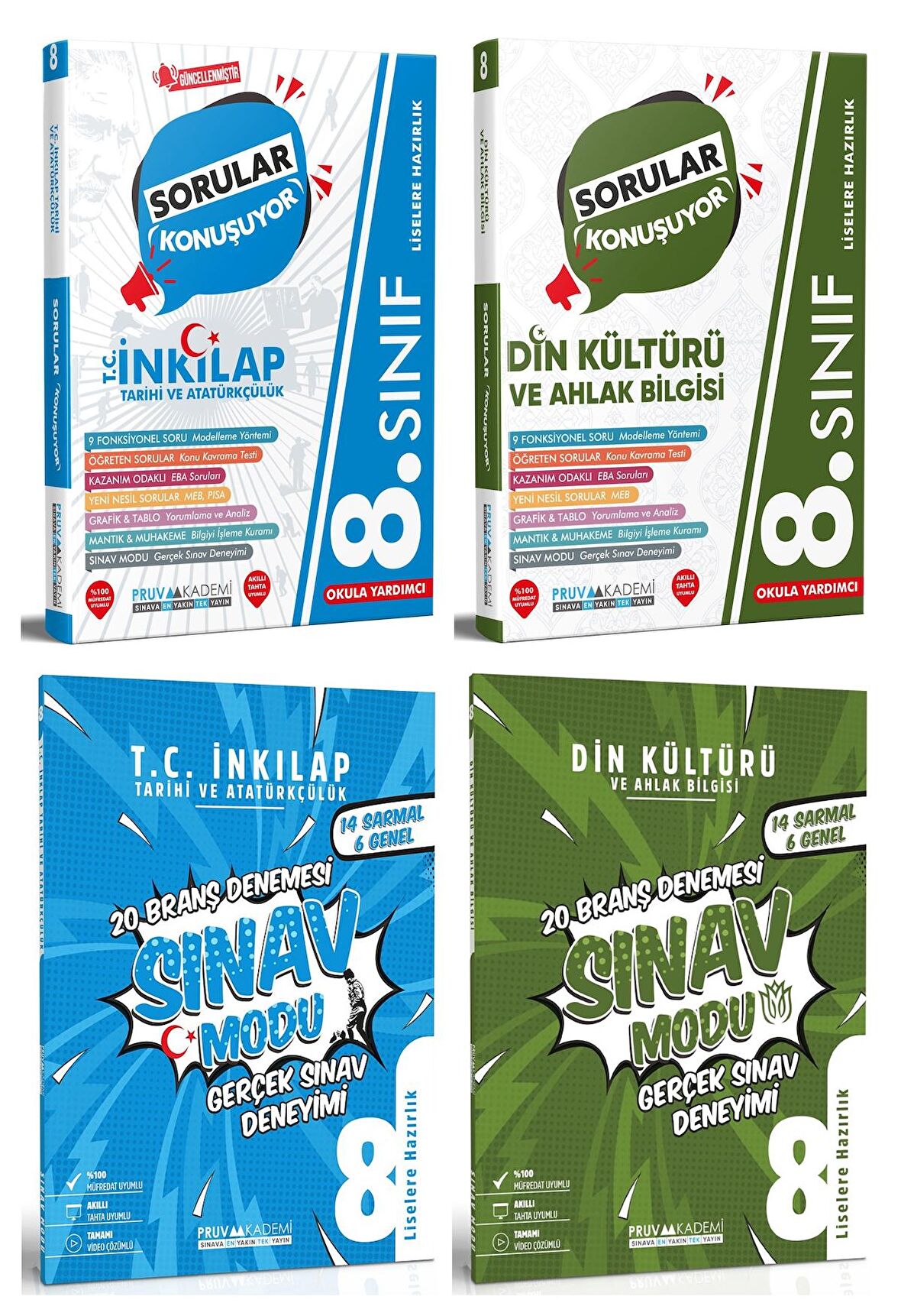 Pruva Akademi 8. Sınıf İnkılap + Din Kültürü Sorular Konuşuyor + Deneme Seti 4 Kitap 2023