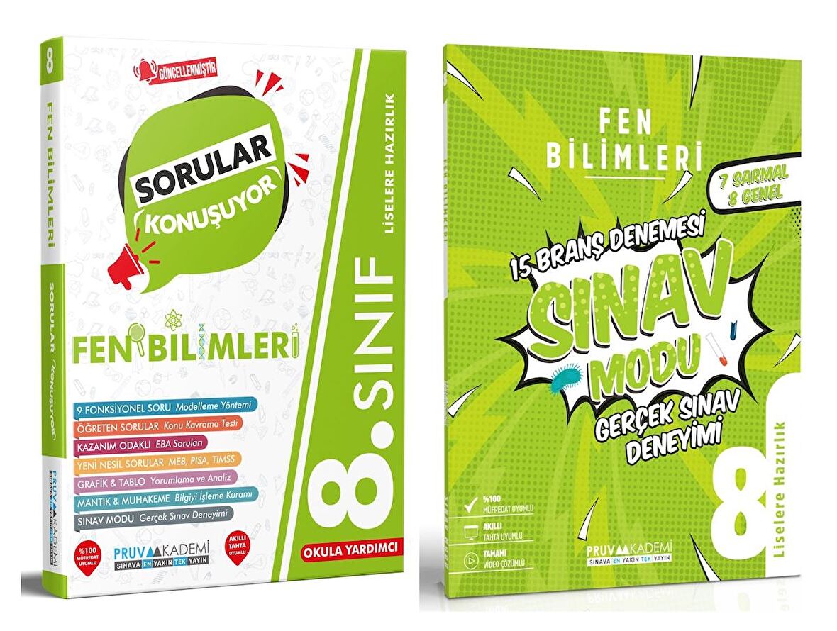 Pruva Akademi 8. Sınıf Fen Bilimleri Sorular Konuşuyor + Deneme Seti 2 Kitap 2023