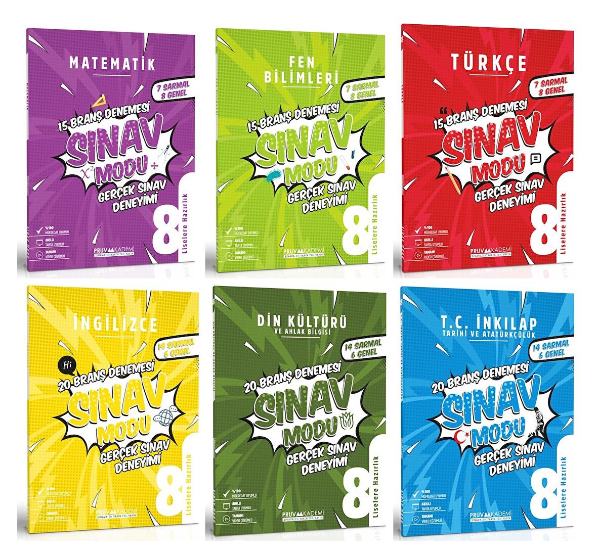 Pruva Akademi 8. Sınıf Lgs Sınav Modu Deneme Seti Tam Set 6 Kitap 2023