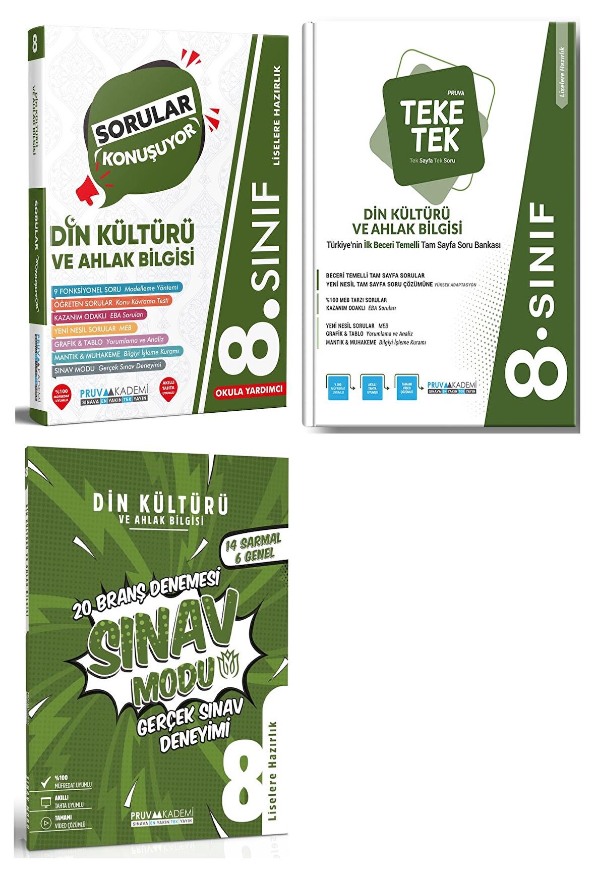 Pruva Akademi 8. Sınıf Din Kültürü Teke Tek + Sorular Konuşuyor + Deneme Seti 3 Kitap 2023
