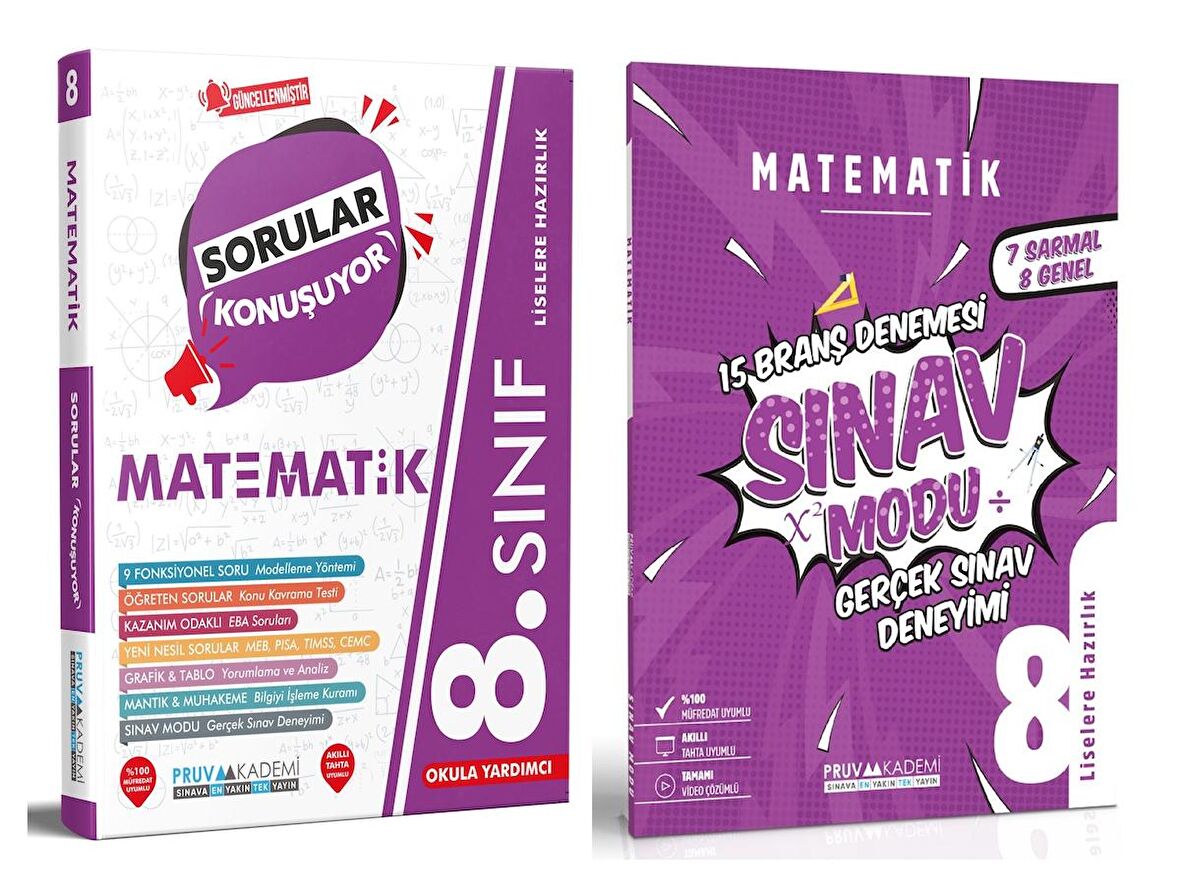 Pruva Akademi 8. Sınıf Lgs Matematik Sorular Konuşuyor + Deneme Seti 2 Kitap 2023