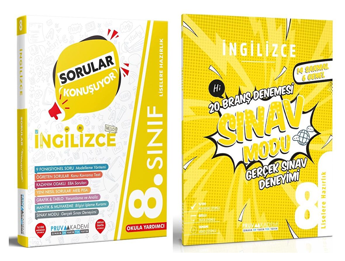 Pruva Akademi 8. Sınıf Lgs İngilizce Sorular Konuşuyor + Deneme Seti 2 Kitap 2023