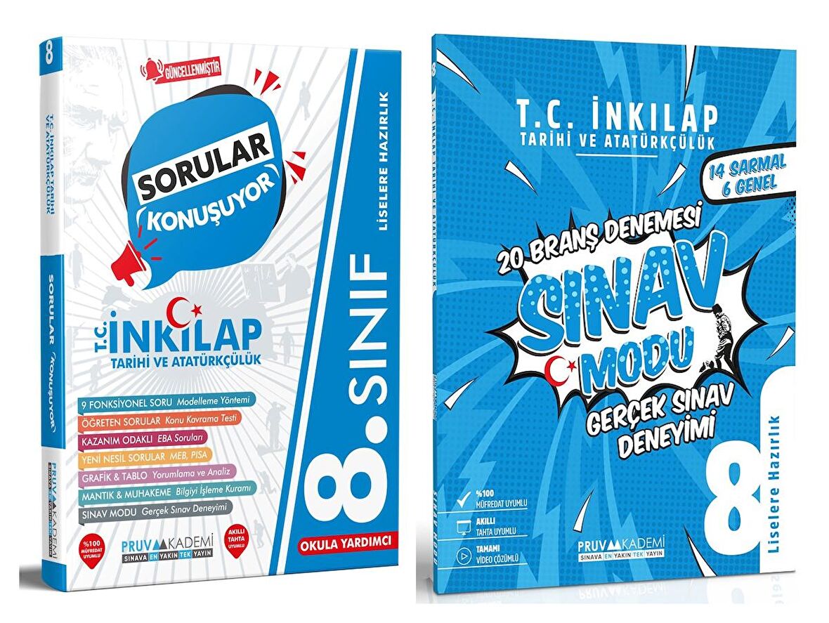 Pruva Akademi 8. Sınıf Lgs İnkılap Tarihi Sorular Konuşuyor + Deneme Seti 2 Kitap 2023