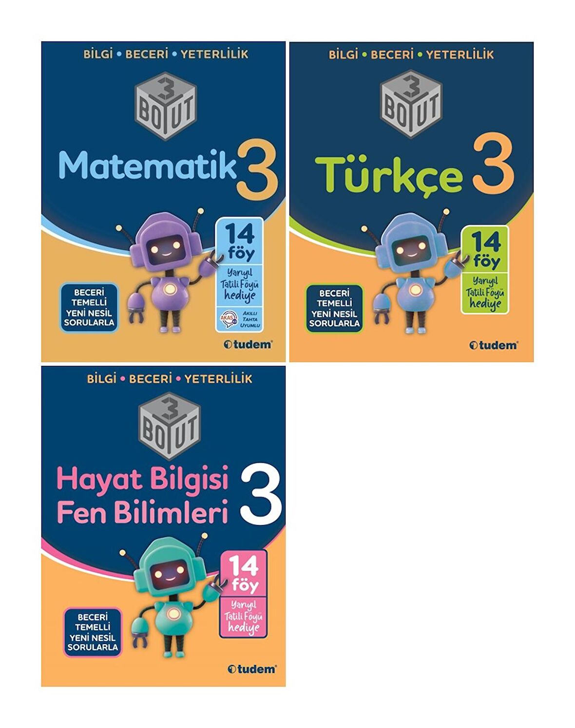 Tudem 3. Sınıf Matematik + Türkçe + Hayat + Fen 3 Boyut Set 3 Kitap 2023
