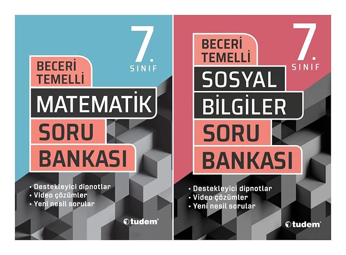 Tudem 7. Sınıf Matematik + Sosyal Bilgiler Beceri Temelli Soru Seti 2 Kitap 2023