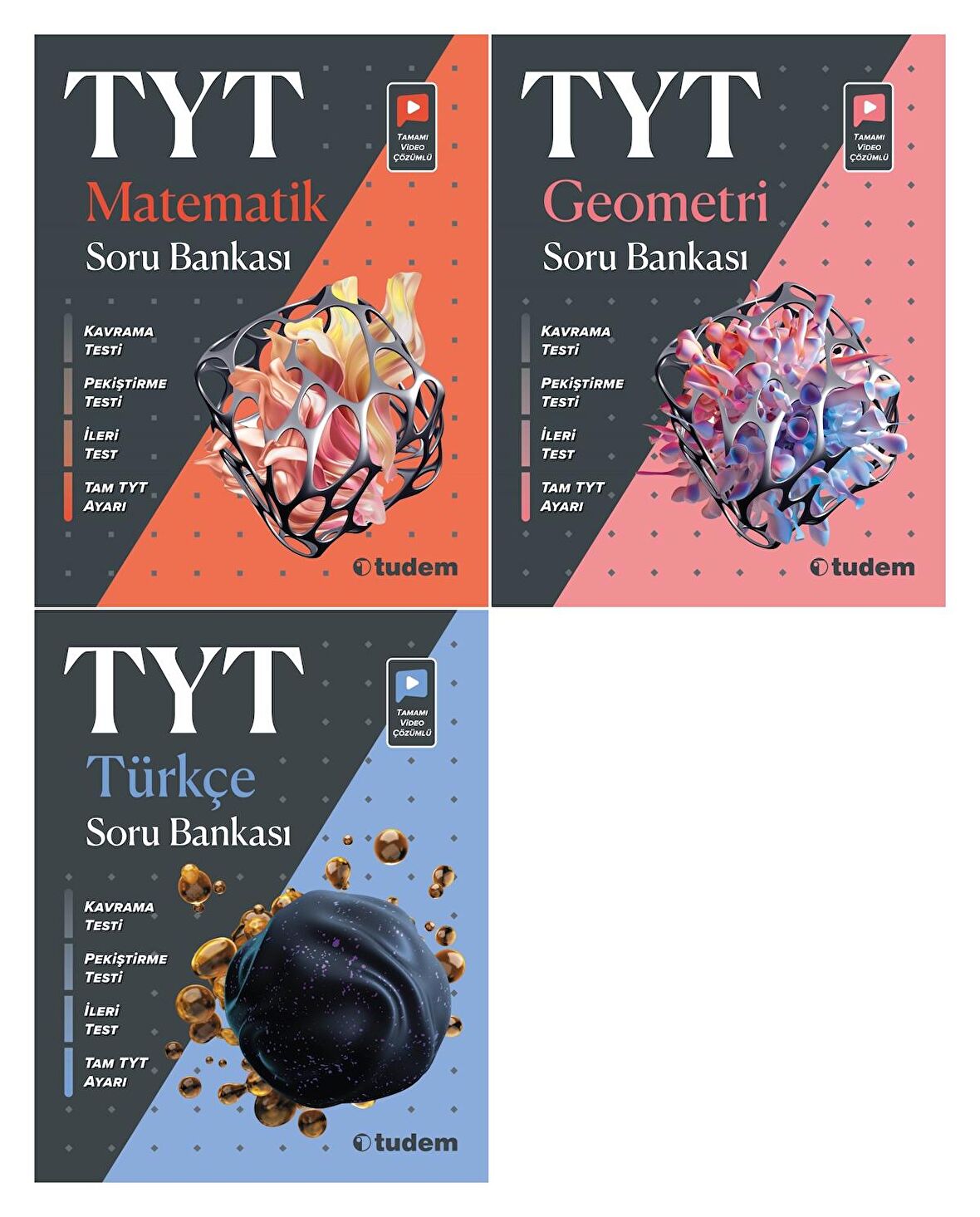 Tudem Tyt Matematik + Geometri + Türkçe Soru Bankası Seti 3 Kitap 2023