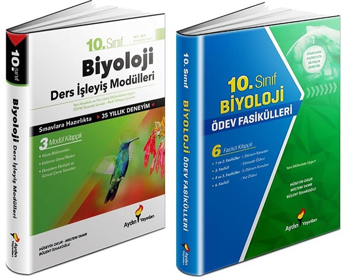 Aydın 10. Sınıf Biyoloji Ders İşleyiş + Ödev Fasikülleri Seti 2 Kitap 2023