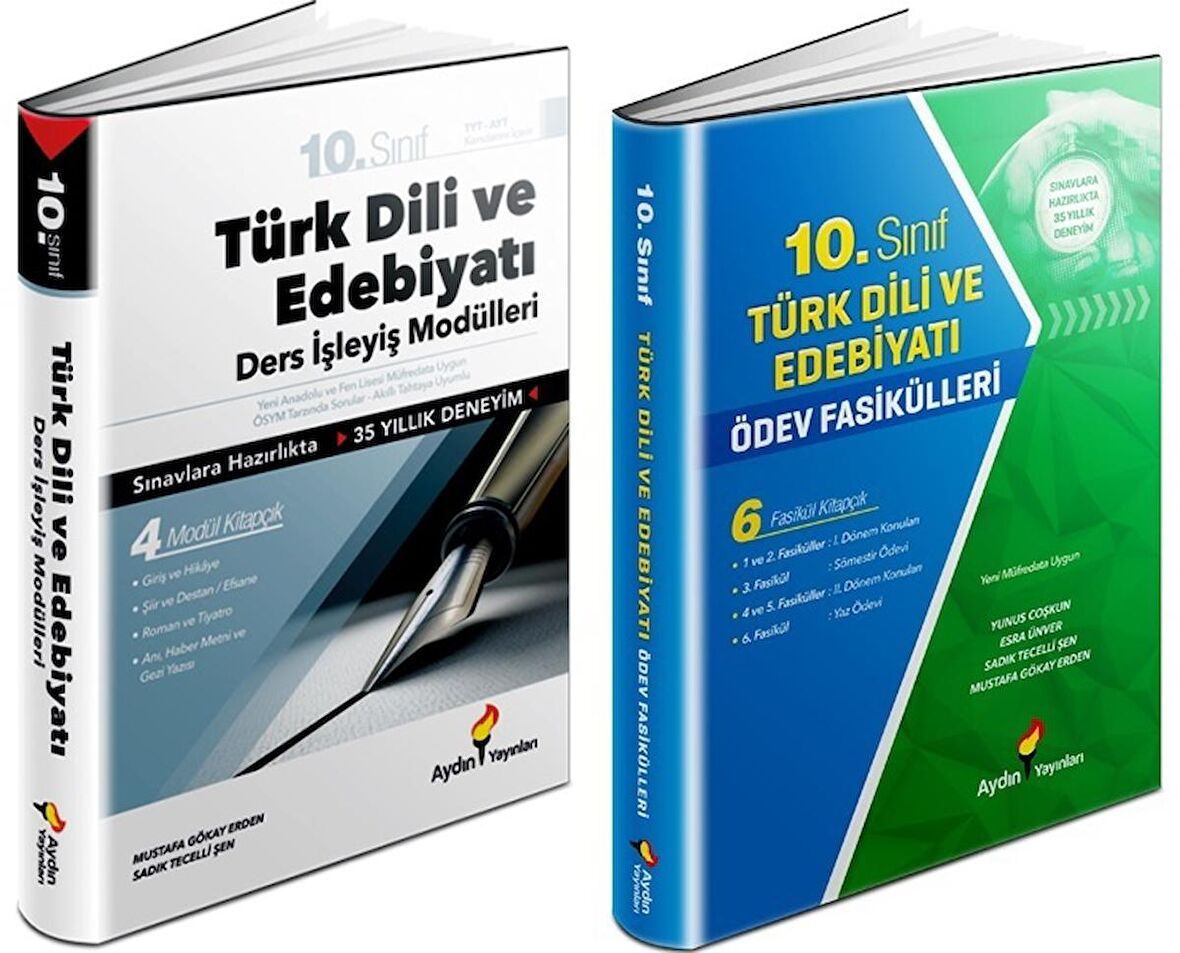 Aydın 10. Sınıf Türk Dili Ders İşleyiş + Ödev Fasikülleri Seti 2 Kitap 2023