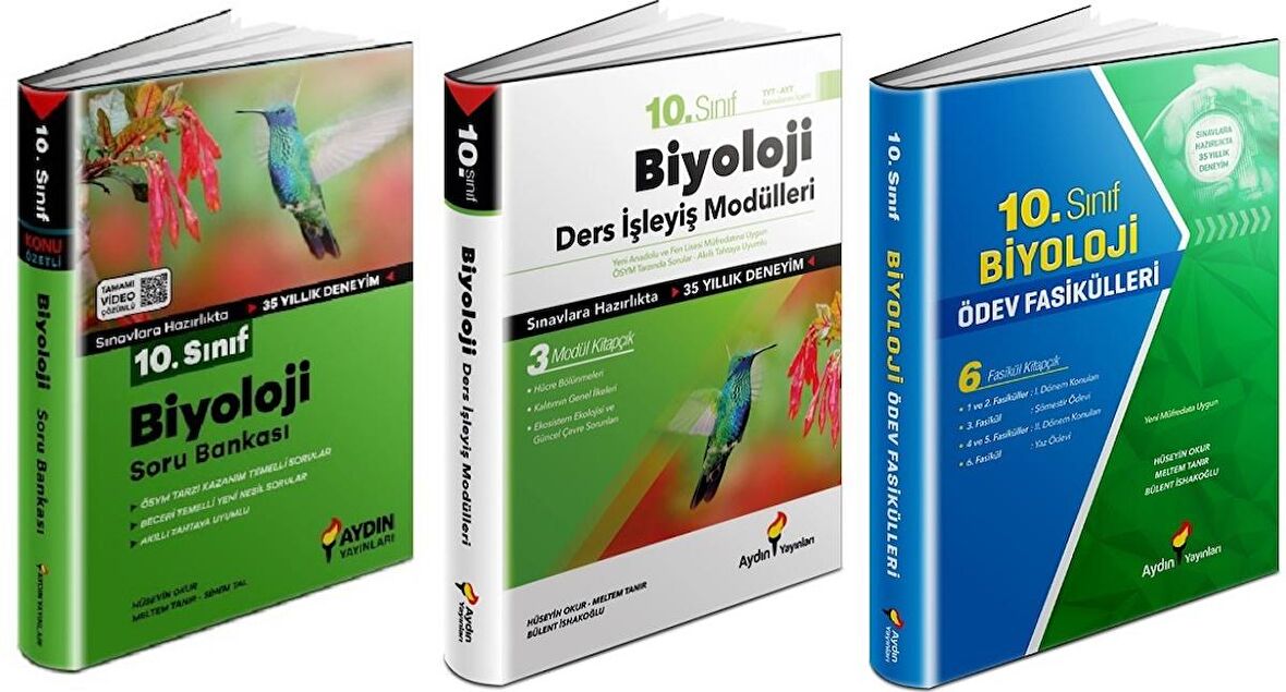 Aydın 10. Sınıf Biyoloji Soru + Ders İşleyiş + Ödev Fasikülleri Seti 3 Kitap 2023