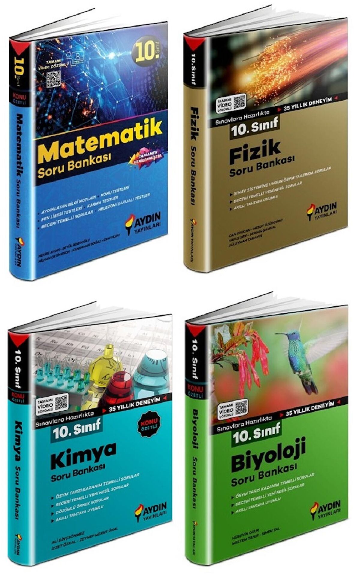 Aydın 10. Sınıf Matematik + Fizik + Kimya + Biyoloji Soru Seti 4 Kitap 2023