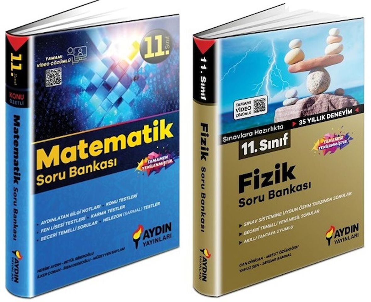 Aydın 11. Sınıf Matematik + Fizik Soru Bankası Seti 2 Kitap 2023