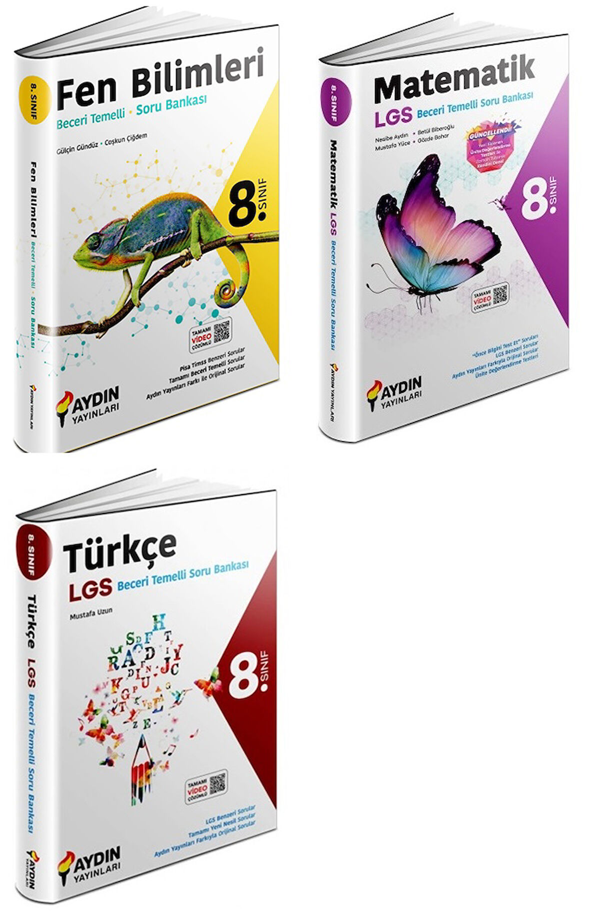 Aydın 2024 8. Sınıf Matematik + Türkçe + Fen Bilimleri Beceri Temelli Soru Seti 3 Kitap