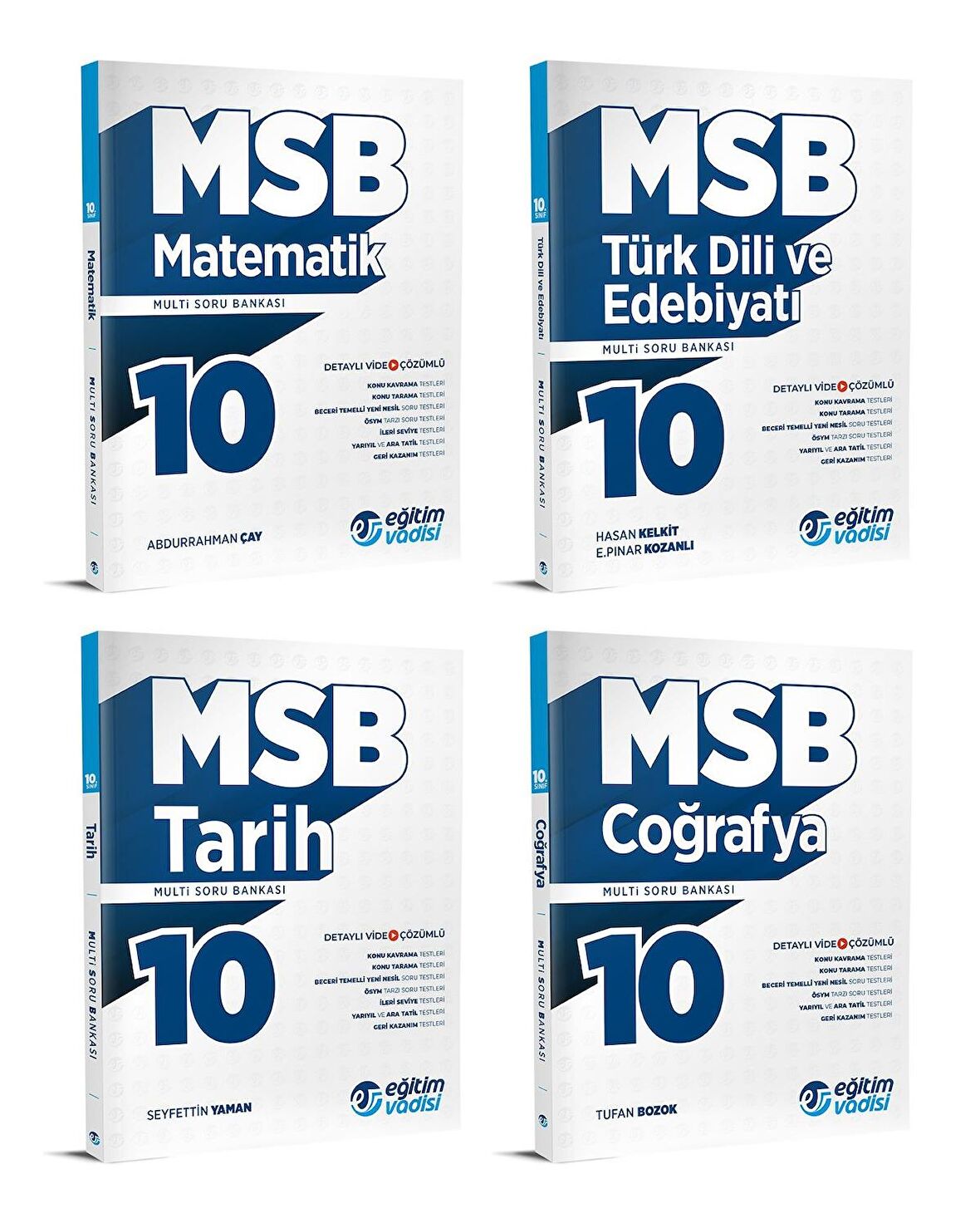 Eğitim Vadisi 2024 10. Sınıf Matematik + Edebiyat + Tarih + Coğrafya Soru Bankası Seti 4 Kitap