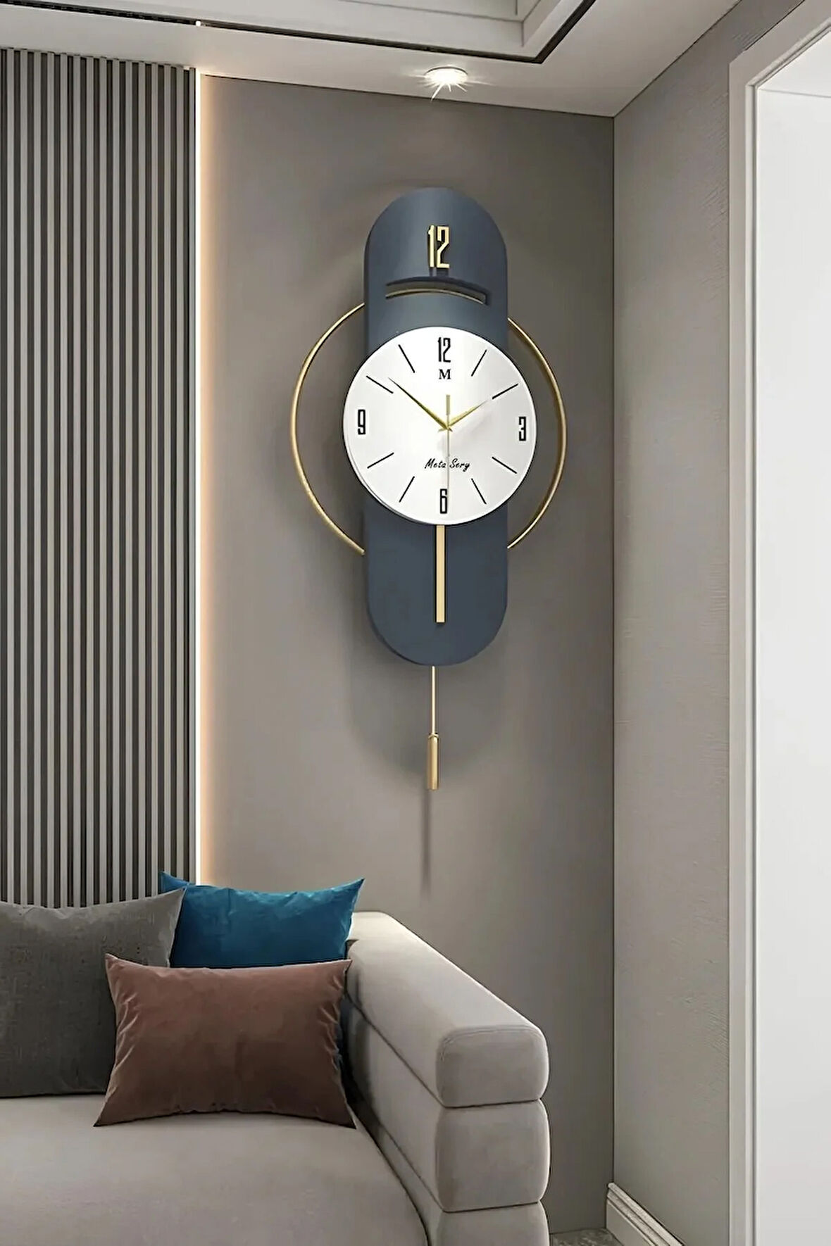 E X C L U S I V E (ÇOK SATAN) - (40X80CM) - Milano (lacivert ) Metal Duvar Saati