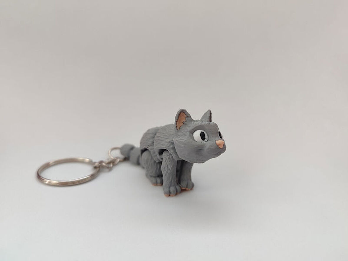 Sevimli Kedi Anahtarlık - 3D Baskı Özel Tasarım