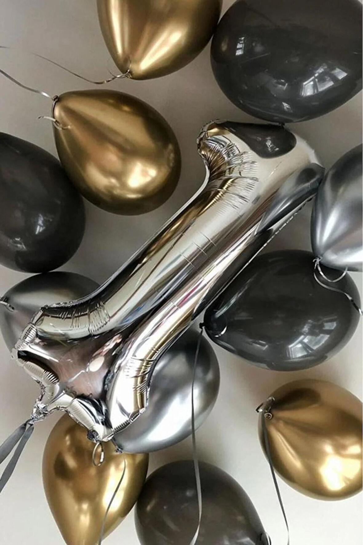 1 Yaş Balon Seti Gold Gümüş Siyah