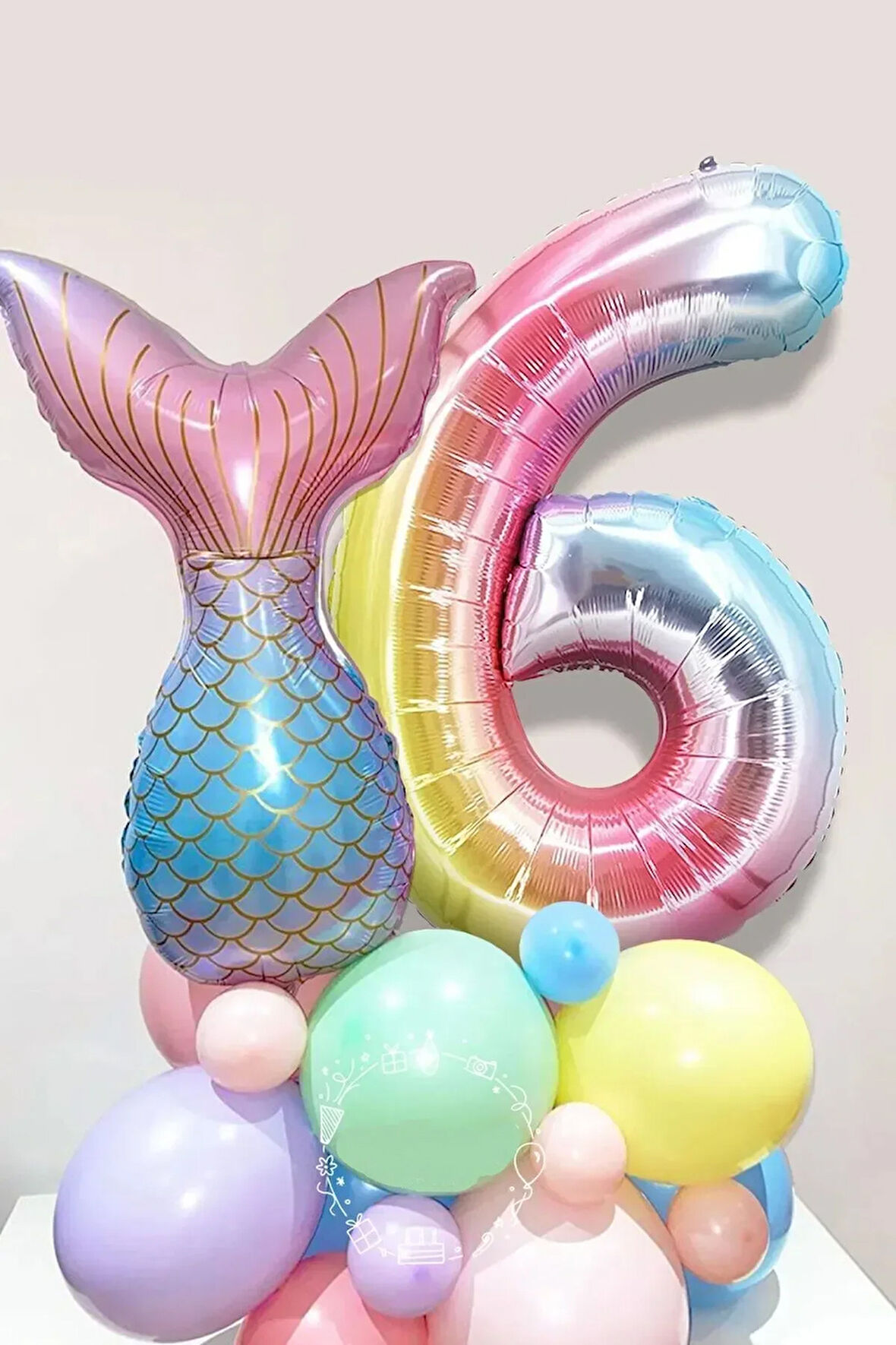 Deniz Kızı Kuyruğu Karşılama Seti 6 Yaş Rakam Balonlu