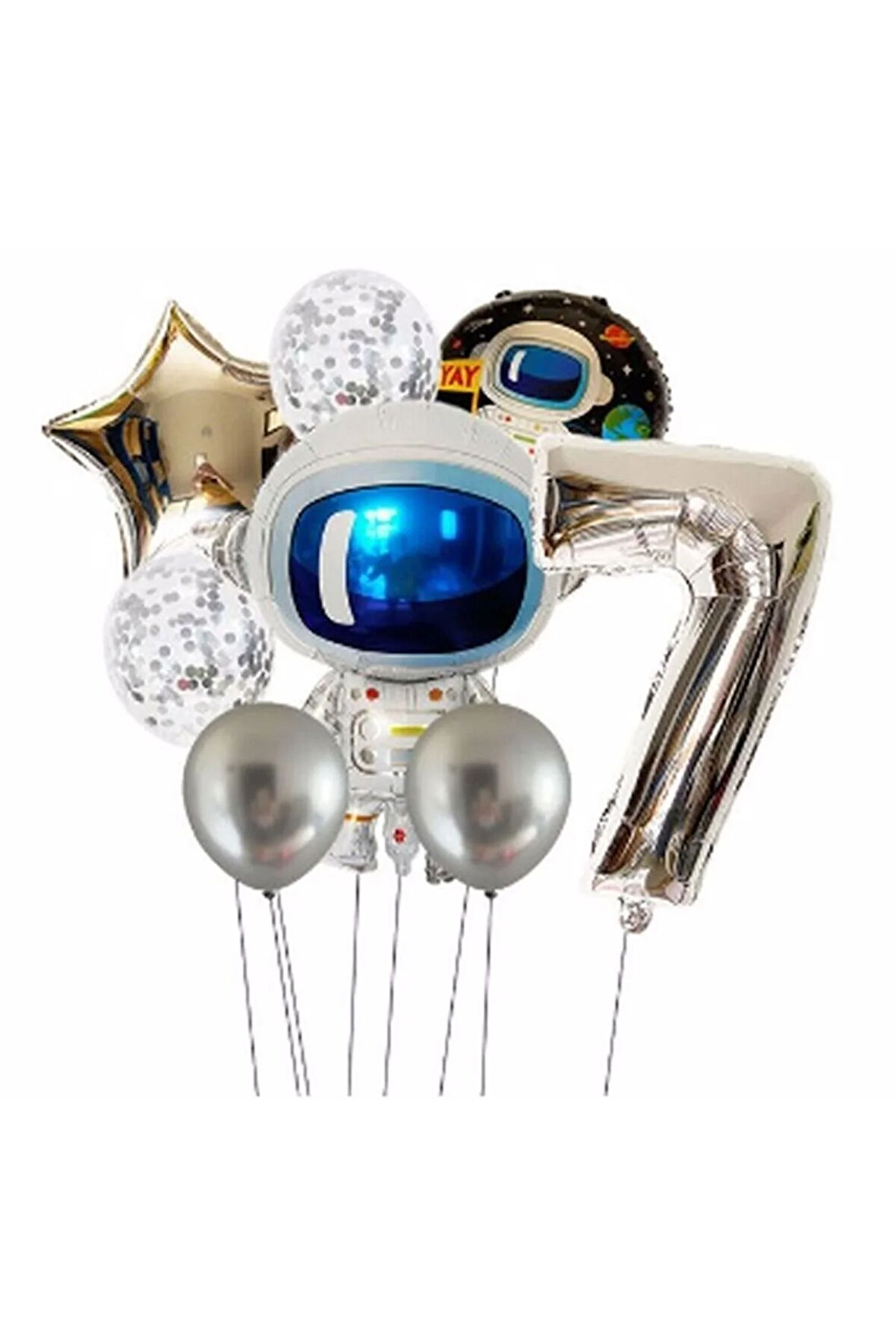 Uzay Galaksi Astronot Kozmik 7 Yaş Balon Set Uzay Astronot Konsept Doğum Günü Set