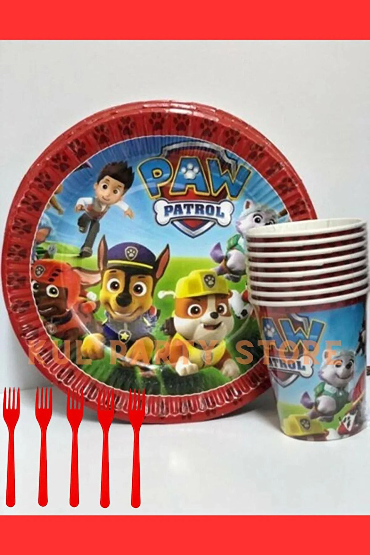 Paw Patrol 8 Kişilik Tabak Bardak Çatal Seti Doğum Günü Parti Malzemeleri Konsepti
