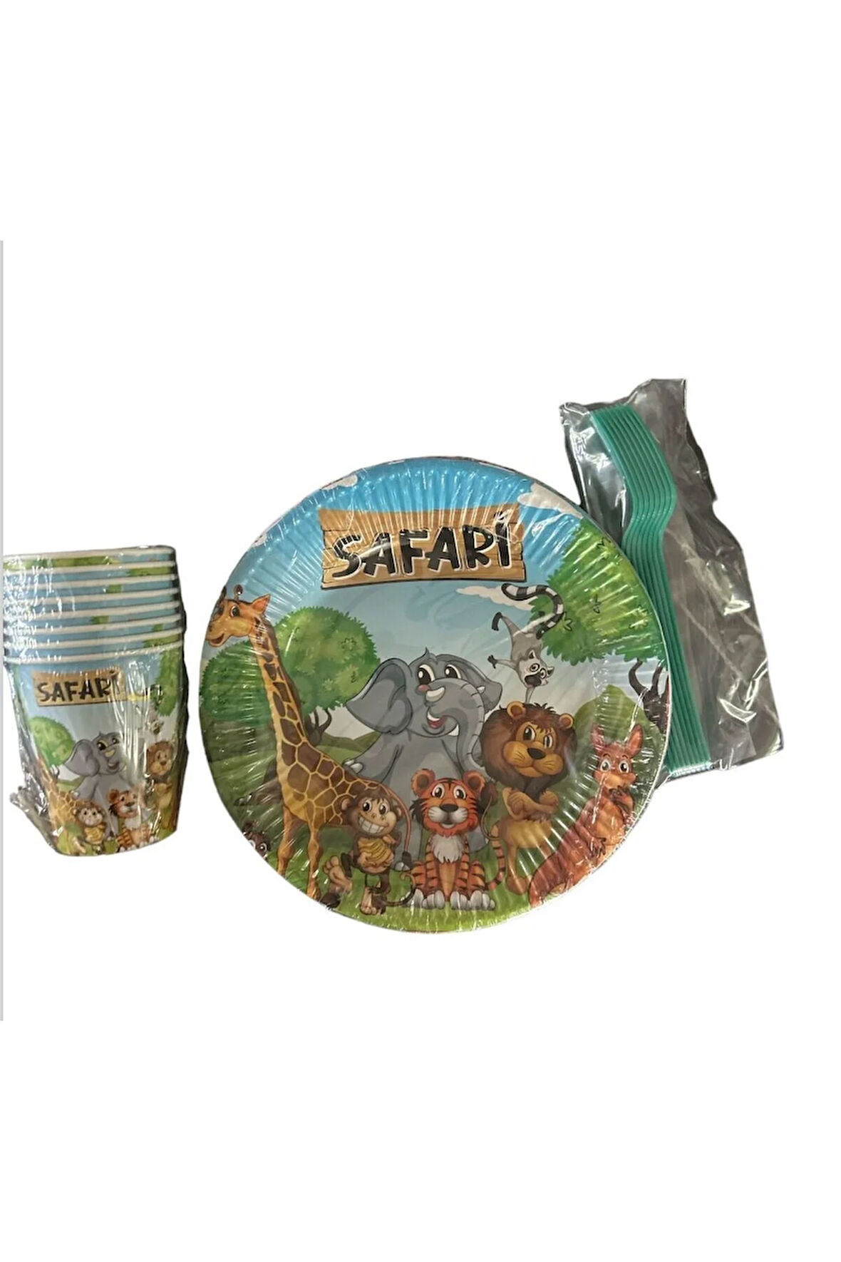 Safari Safari Hayvanlar Tabak Bardak Çatal Set 8 Kişilik