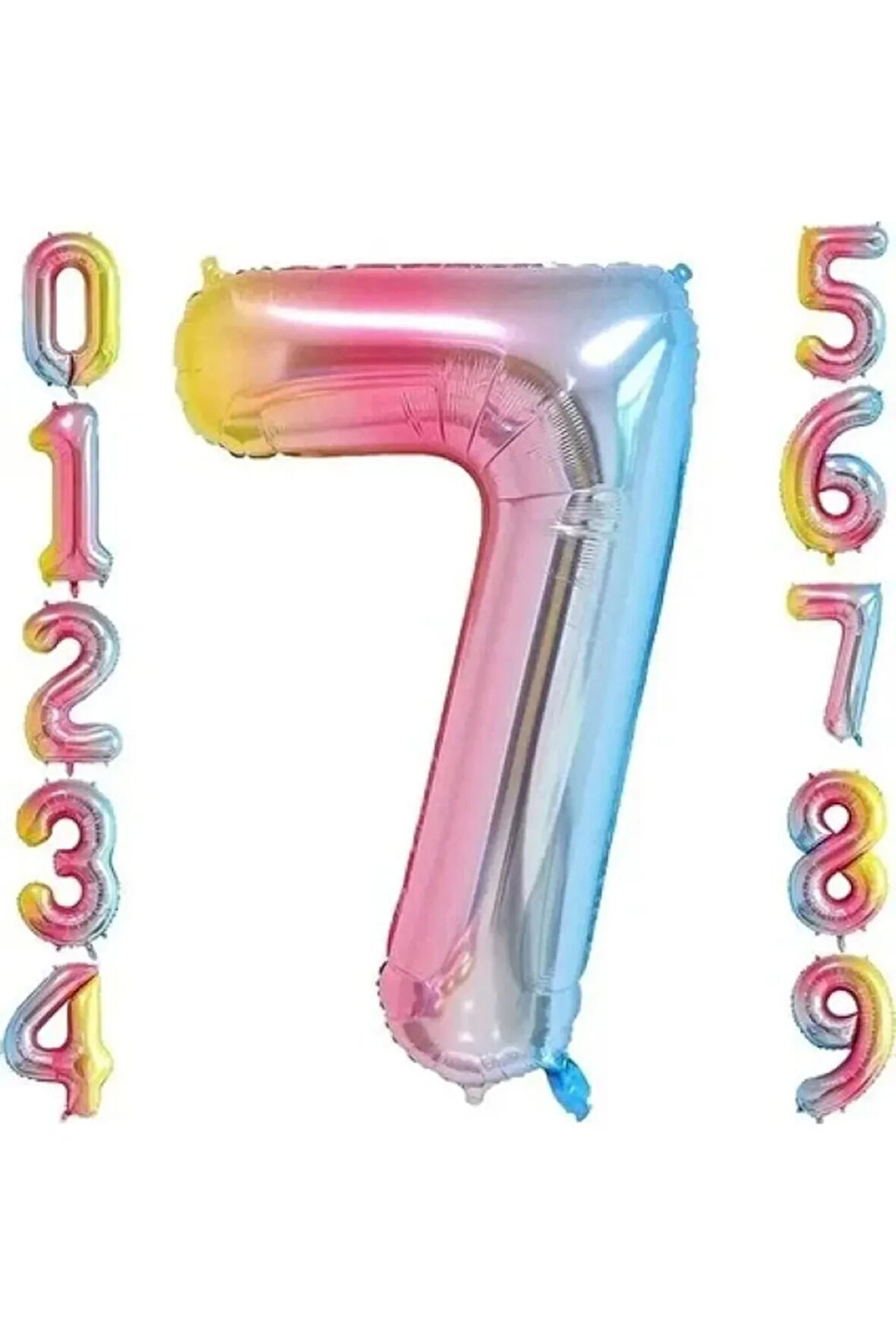 7 Yaş Renkli Folyo Balon 34 İnç (76-82 cm)