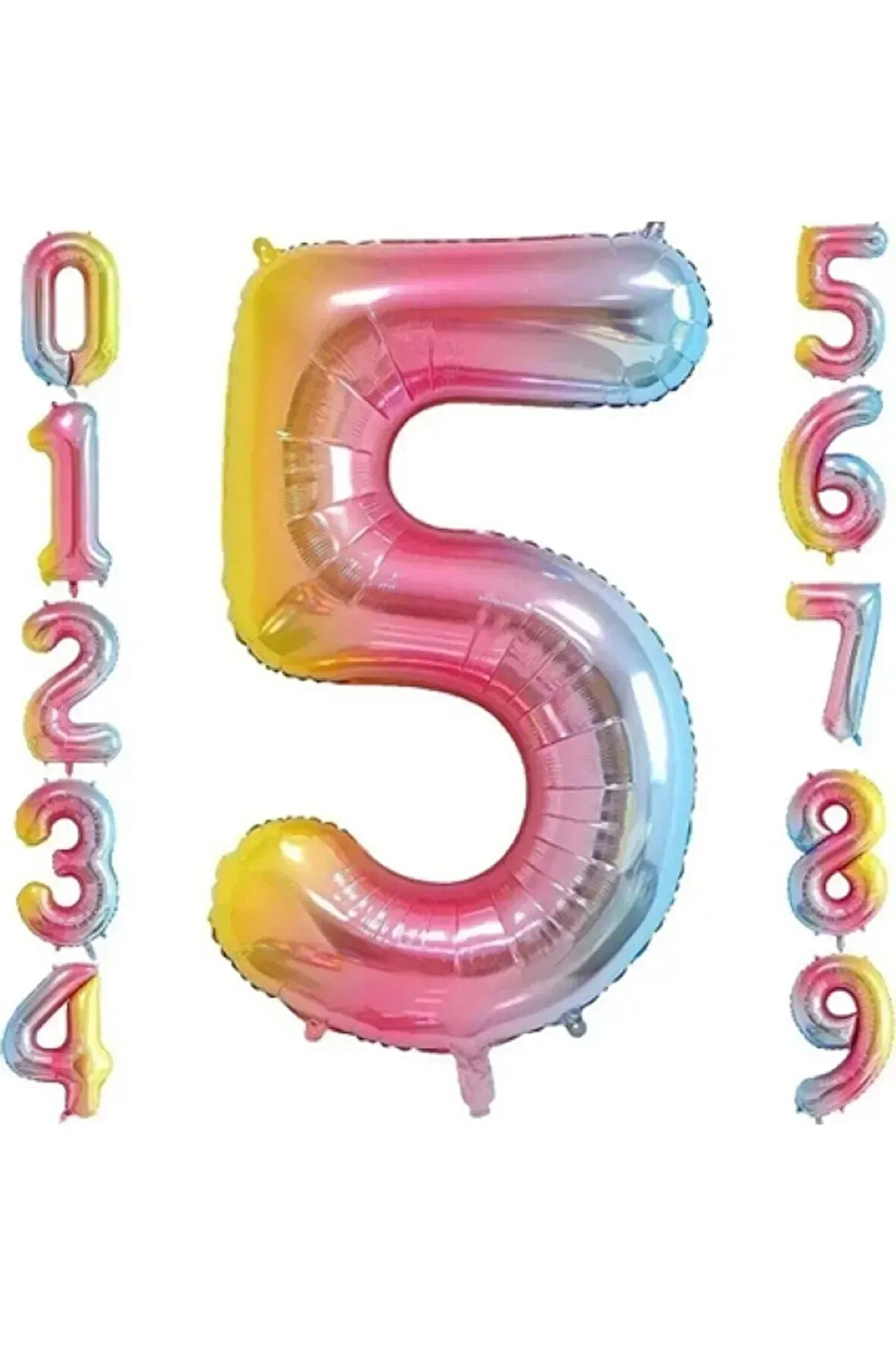 5 Yaş Renkli Folyo Balon 34 İnç (76-82 cm)