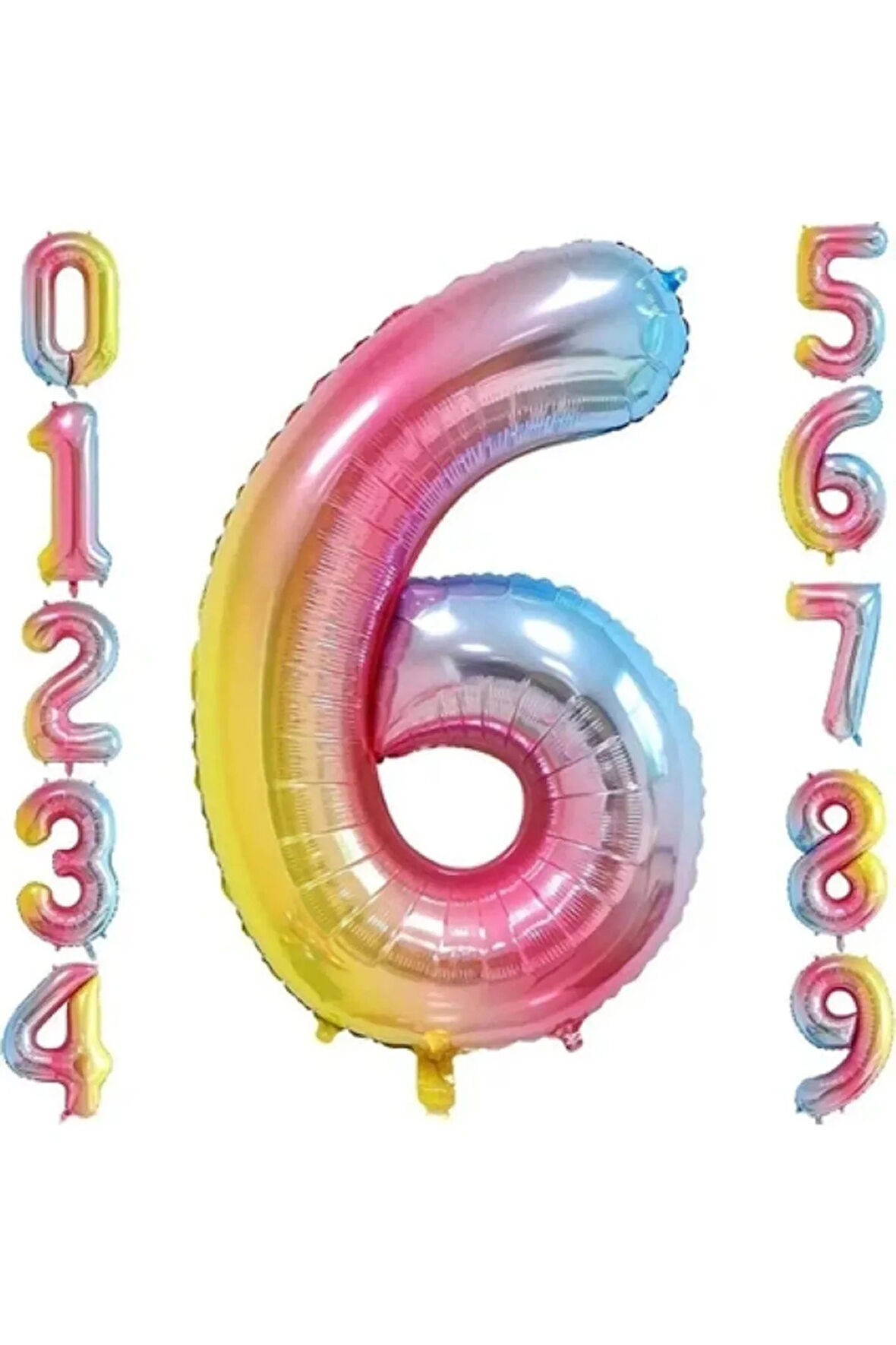 6 Yaş Renkli Folyo Balon 34 İnç (76-82 cm)