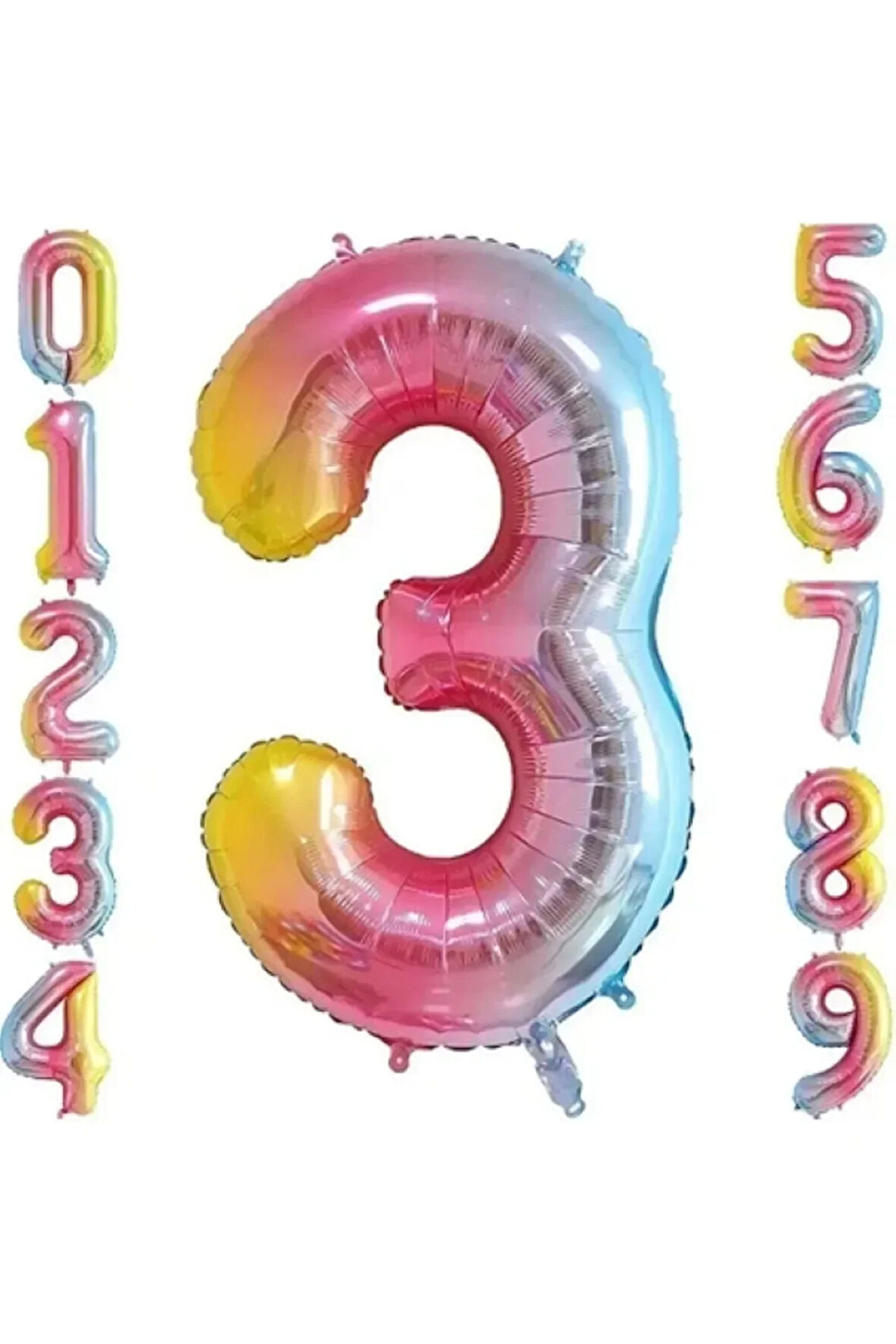 3 Yaş Renkli Folyo Balon 34 İnç (76-82 cm)