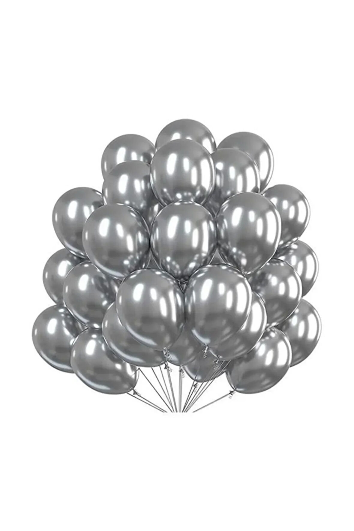 15 Adet Metalik Gümüş Balon - Doğum Günü Konsepti - Parti Malzemeleri - Bride To Be Malzemeleri