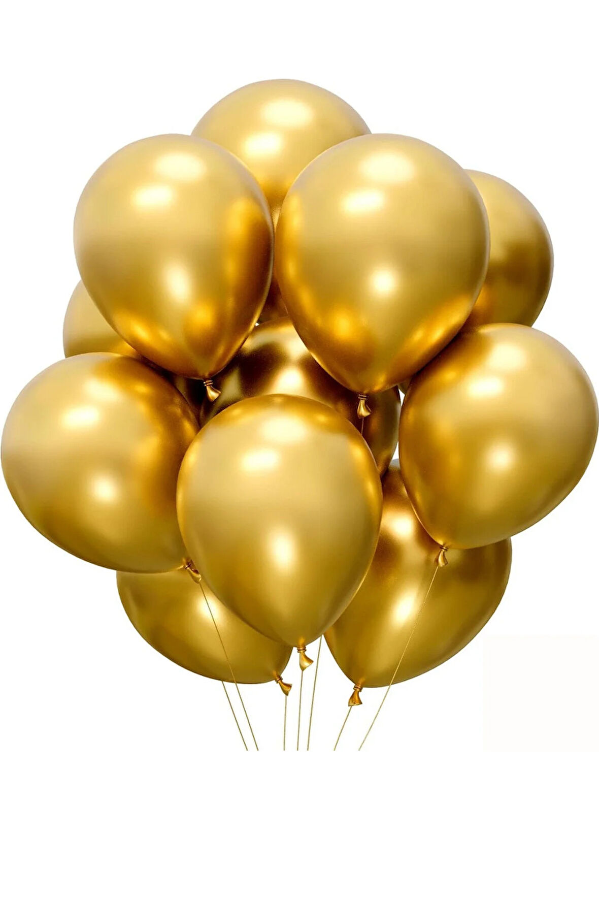 Balon Parlak Metalik Helyum Balon 10 Adet Gold Renk