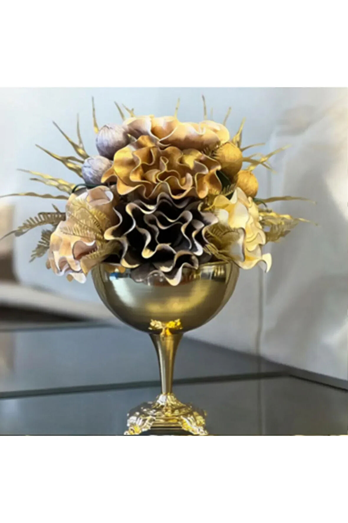 ⚜️ Luxury Çiçekli Vazo ⚜️Zamak Ayak Aranjman Gold⚜️