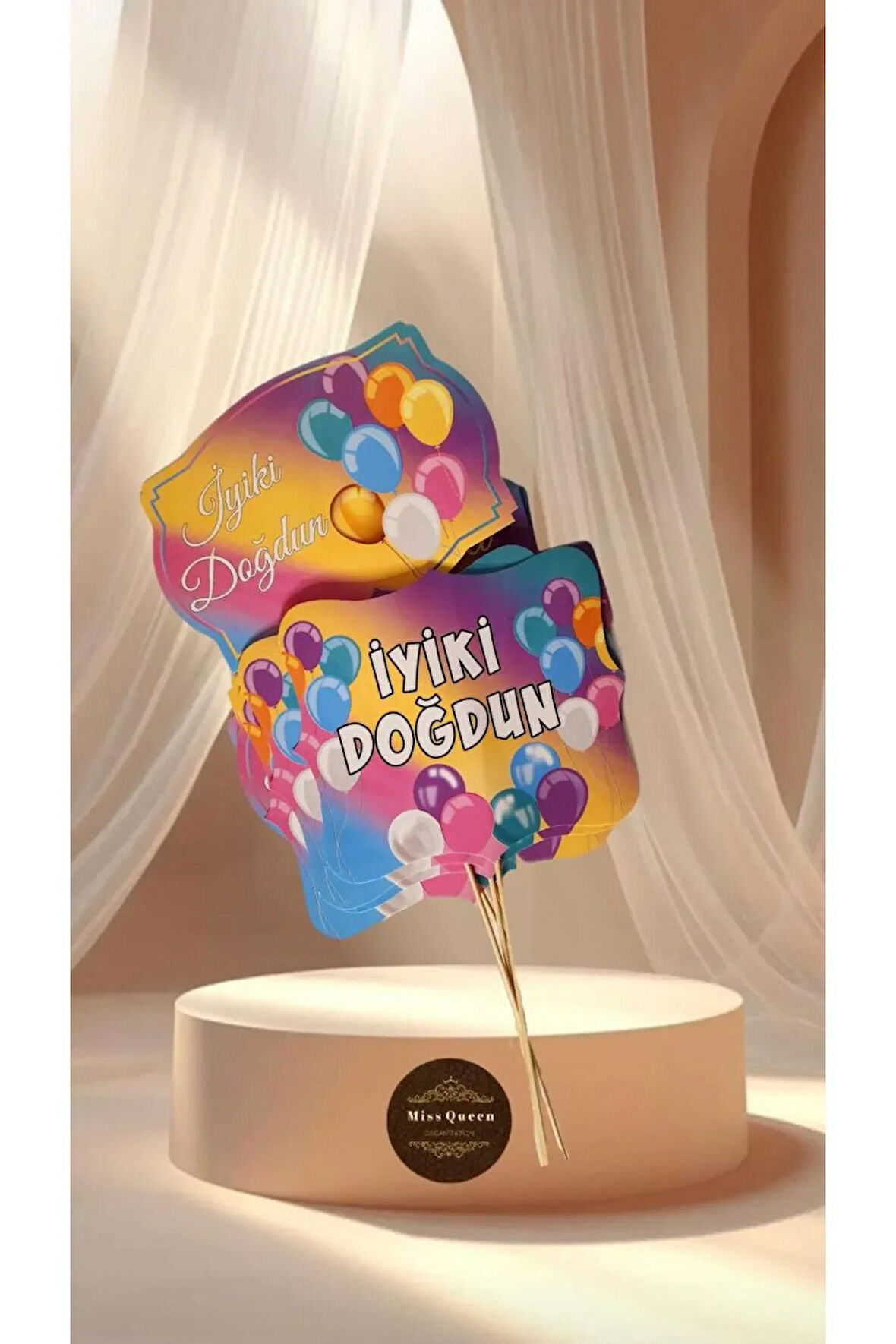 İyi ki Doğdun Temalı 10'lu Konuşma Balonu Seti RAİNBOW