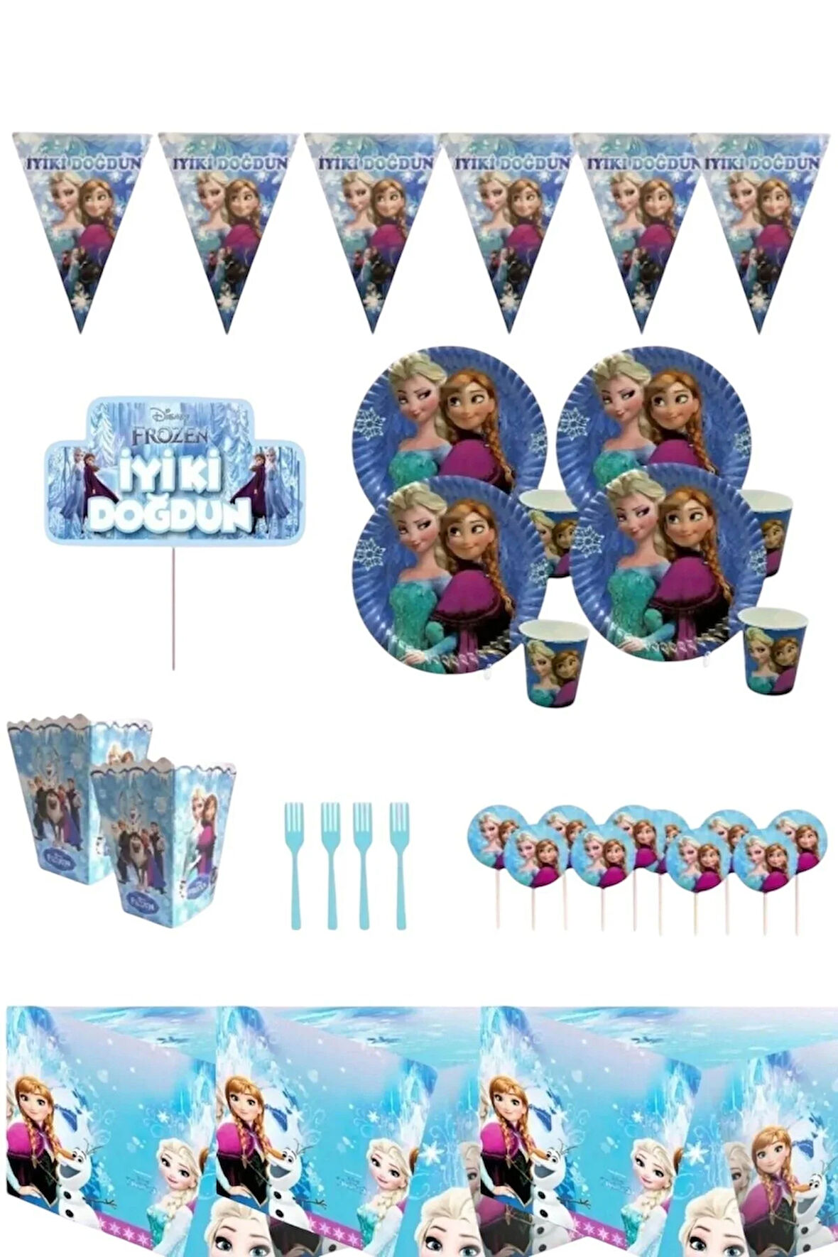 Frozen Elsa 24 Kişilik Set Doğum Günü Parti Malzemeleri