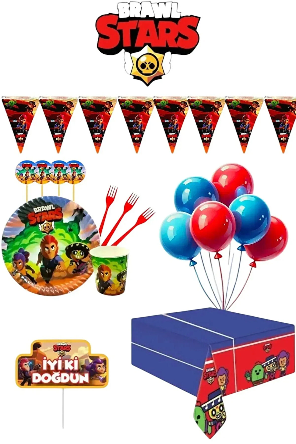 32 Kişilik Brawl Stars Konuşma Balonlu Doğum Günü Parti Seti