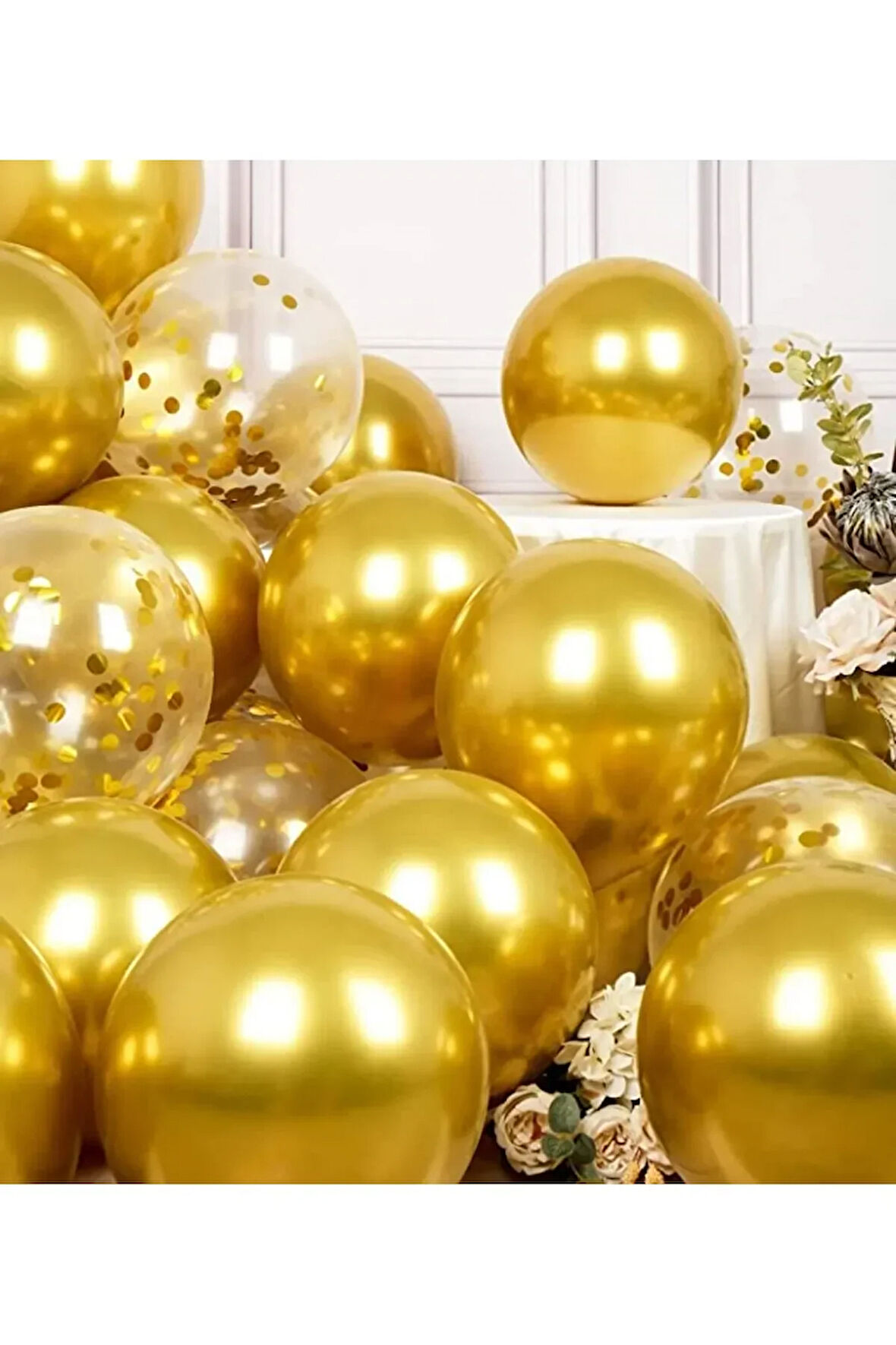 Metalik Balon ve Konfetili Balon Seti