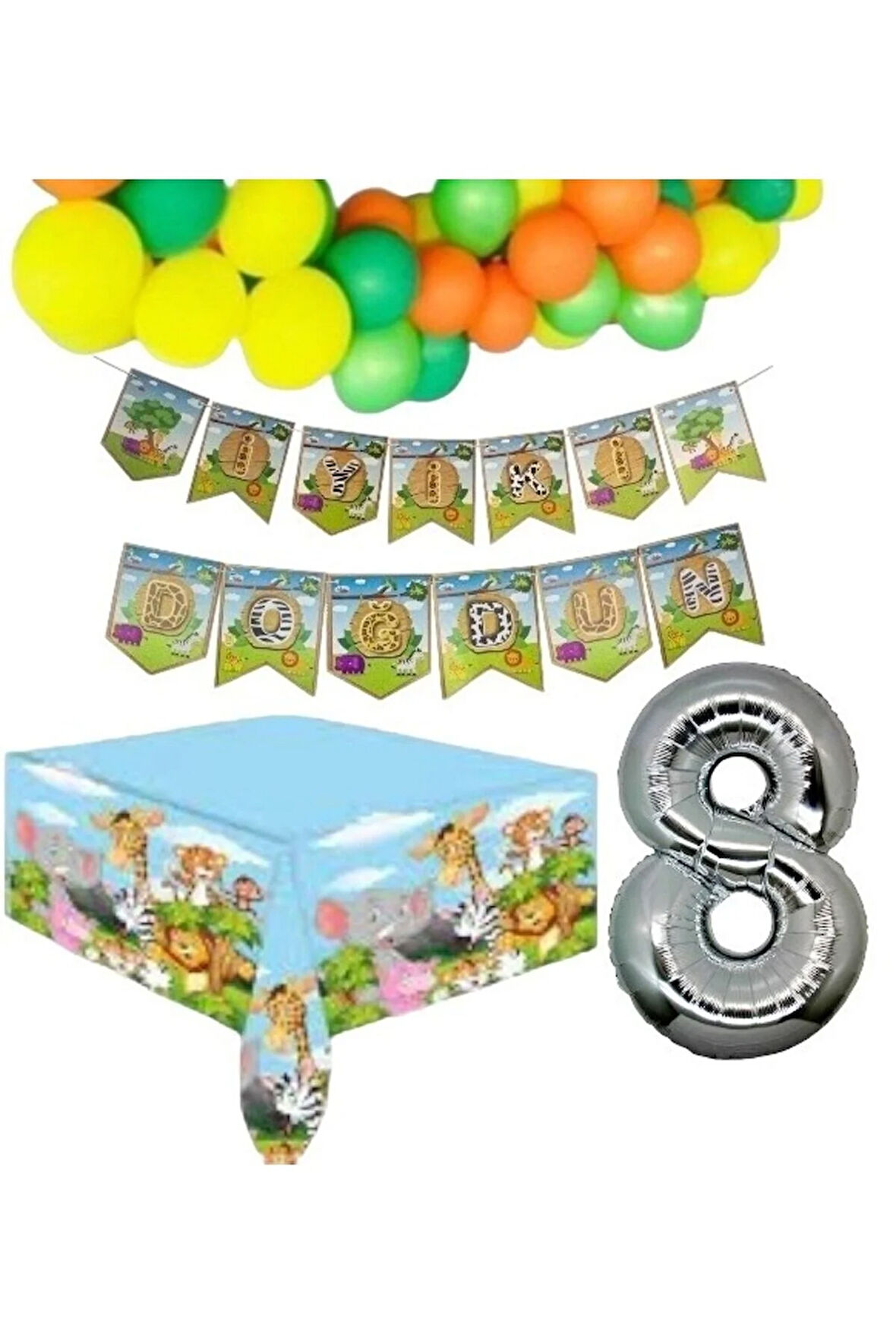 Safari 8 Yaş Doğum Günü Konsepti Süsleme Seti
