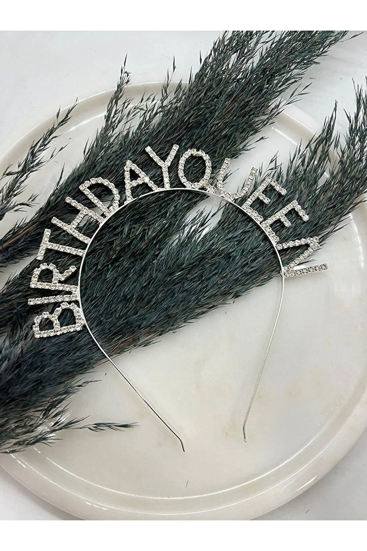 Kristal Taşlı Gümüş Renk Birthday Queen Doğum Günü Tacı