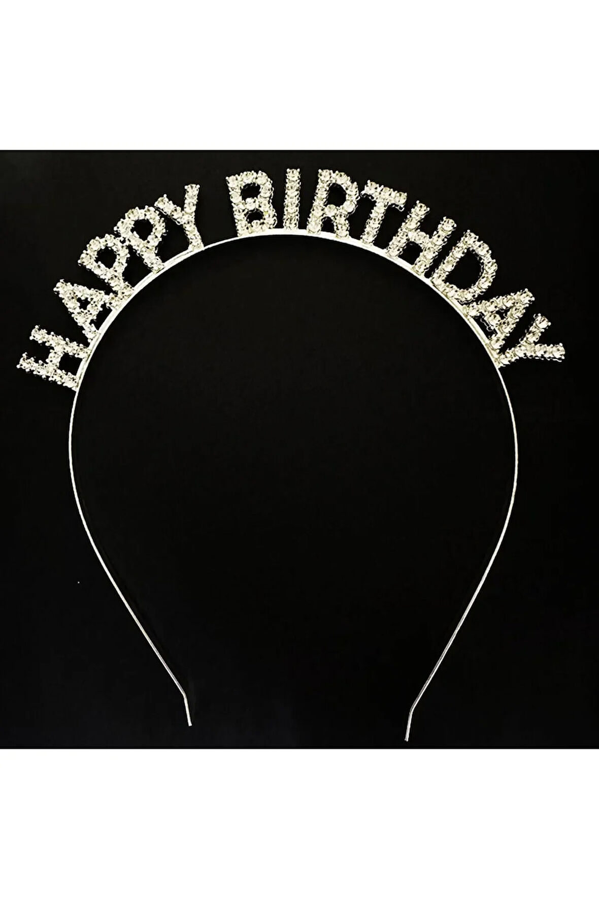 Gümüş Kristal Taşlı Happy Birthday Doğum Günü Tacı İthal Ürün A Kalite 17x16 cm