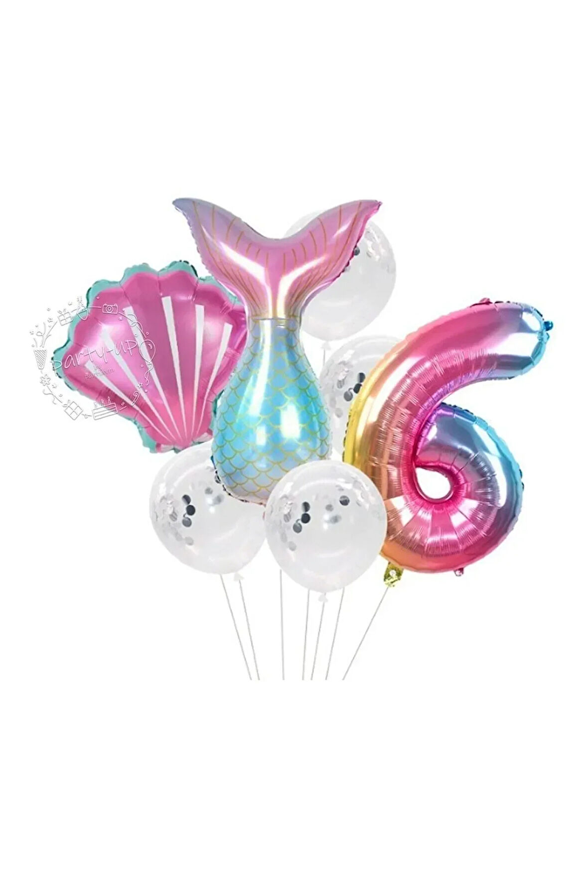 Deniz Kızı 6 Yaş 7'li Folyo Balon Seti