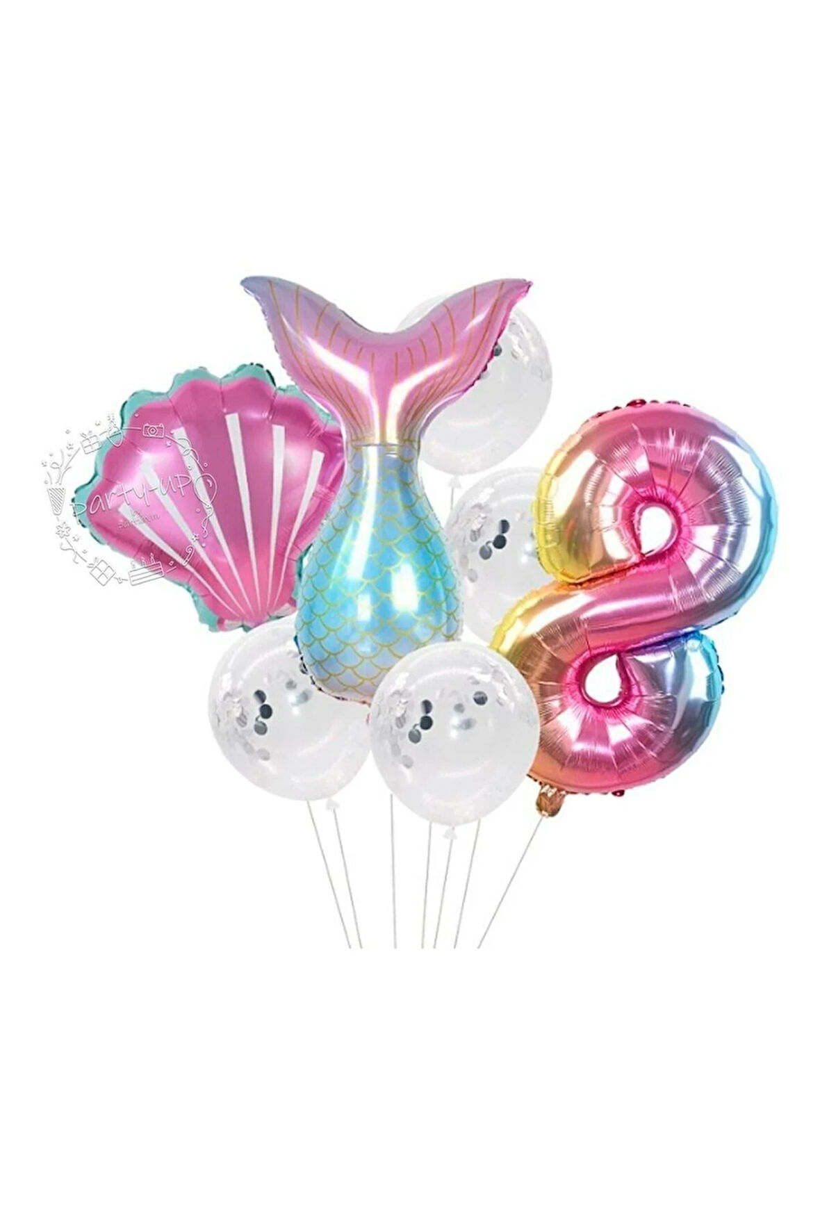 Deniz Kızı 8 Yaş 7'li Folyo Balon Seti