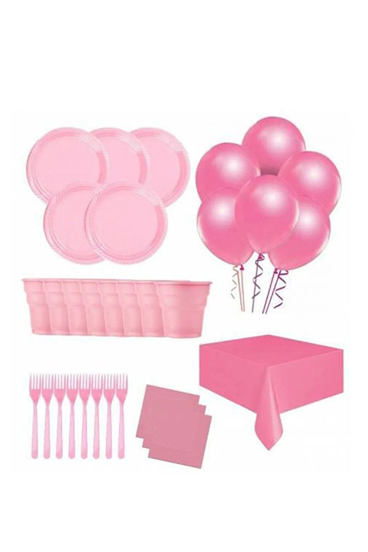 Mini Party Store 25 Kişilik Ekonomik Pembe Konseptli Doğum Günü Parti Seti