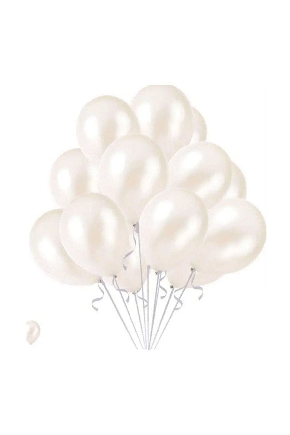 Beyaz Metalik Balon 10'lu