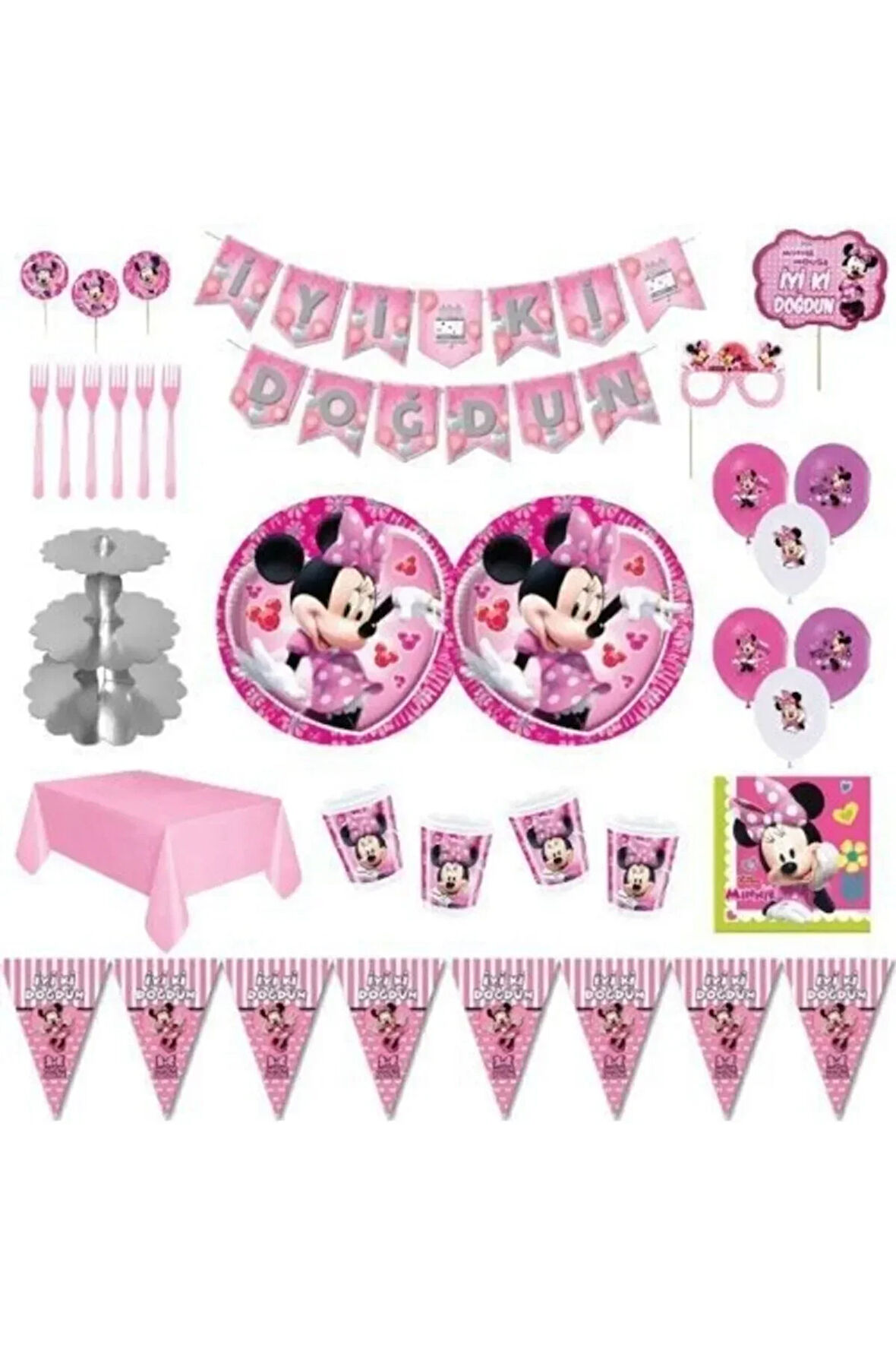 Minnie Mouse Doğum Günü Parti Seti 24 Kişilik