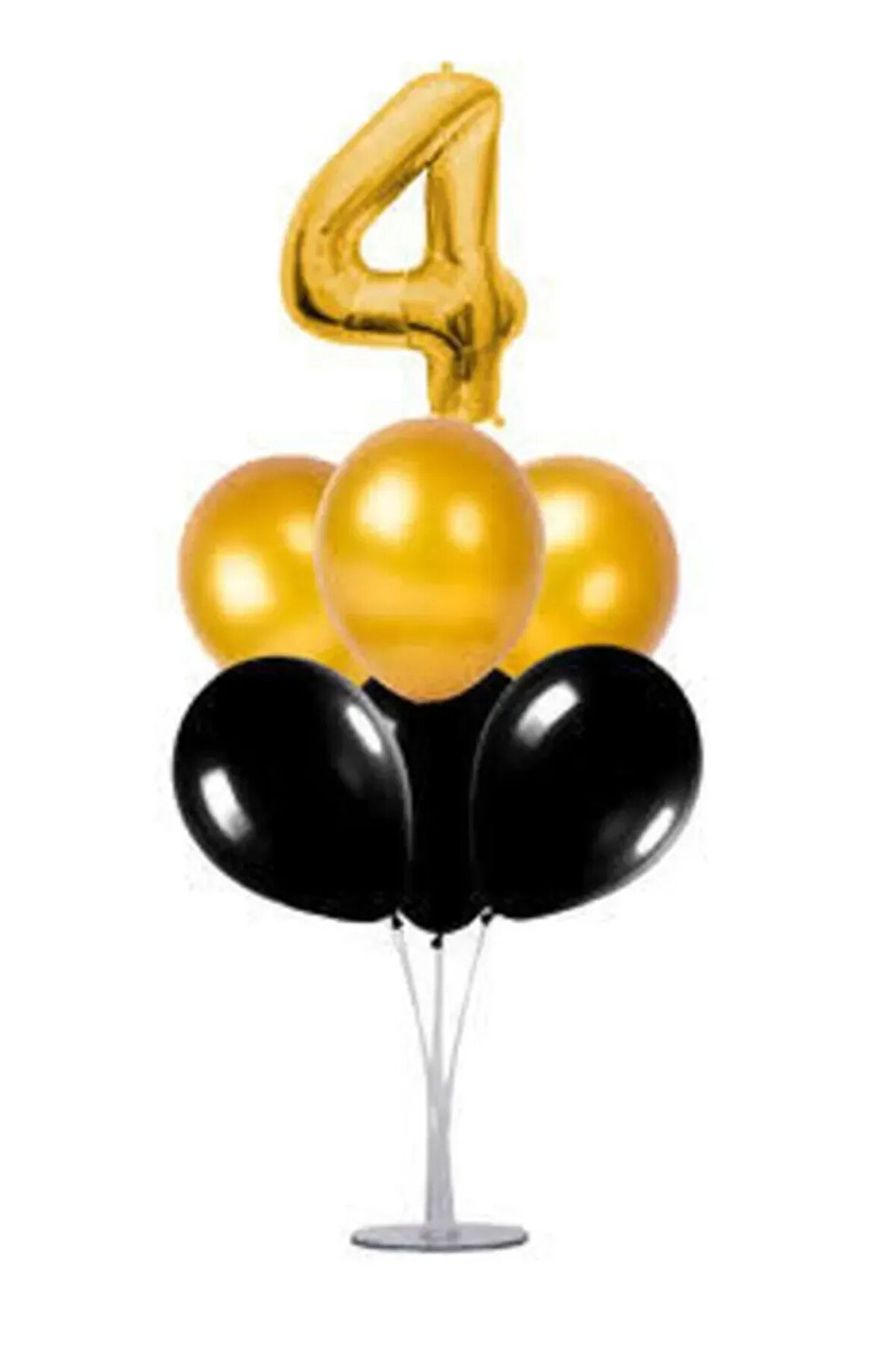 4 Yaş Gold Rakam Ve 6 Balonlu Stand