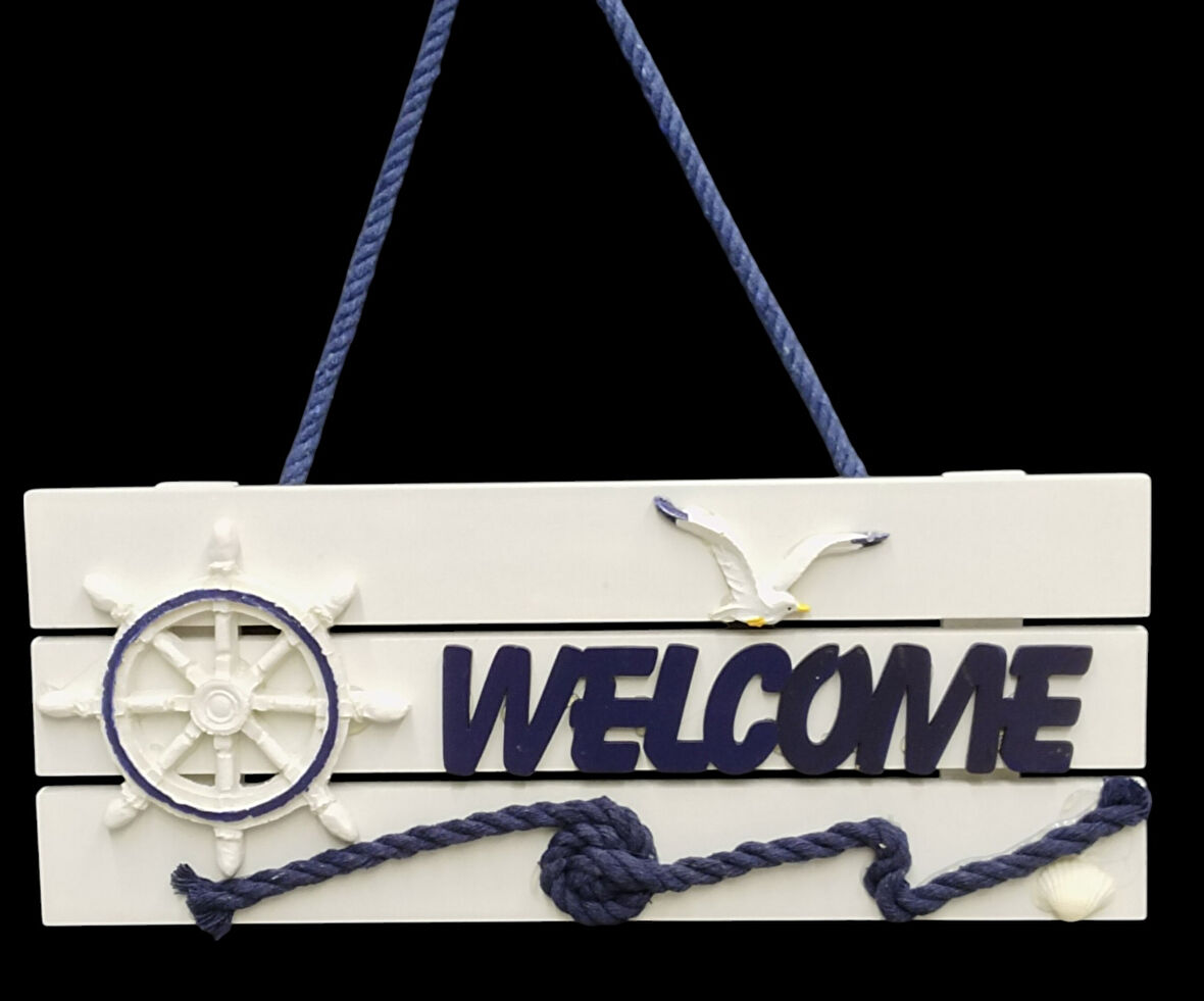 Dümenli Welcome Yazılı Denizci Kapı Süsü