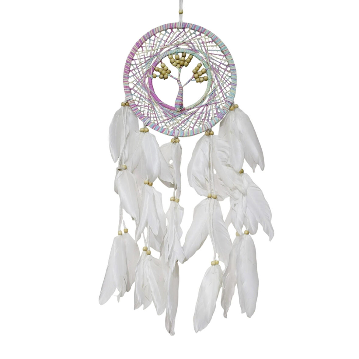 Hayat Ağaçlı Kuş Tüylü Ebruli Duvar Dekoru