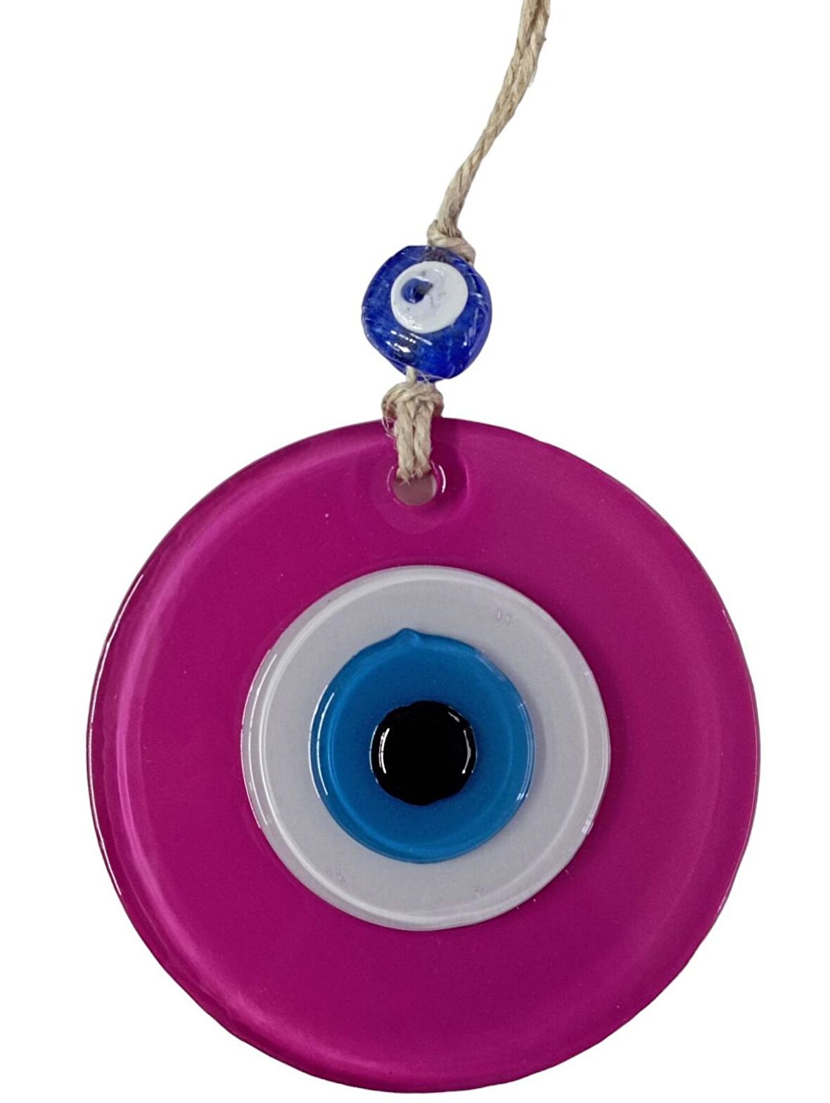 Pembe Nazar Boncuklu Duvar Süsü 10 Cm Cam Duvar Dekoru