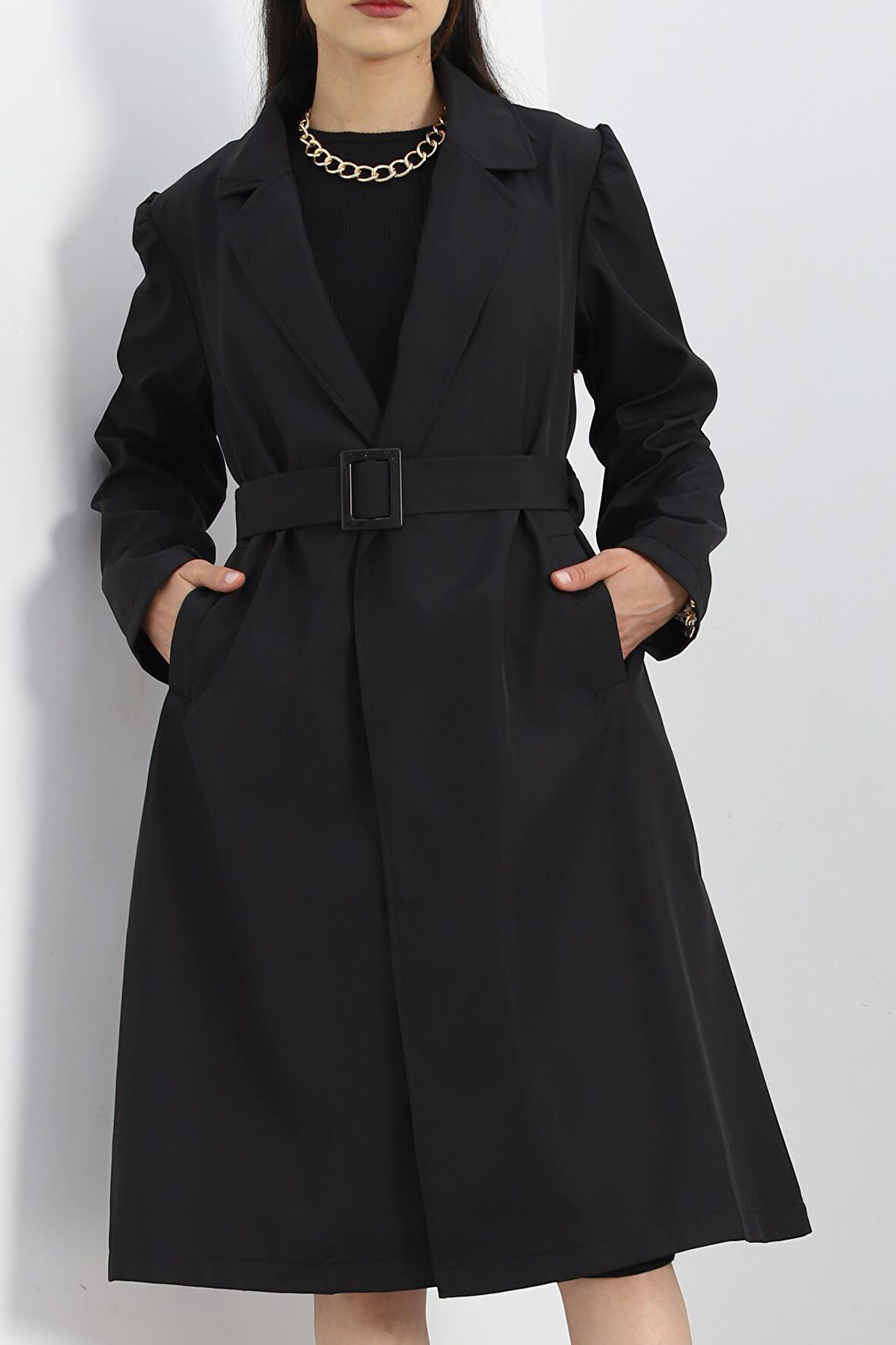 MokaShopin Kemerli Trençkot Siyah - 2501147.0147.