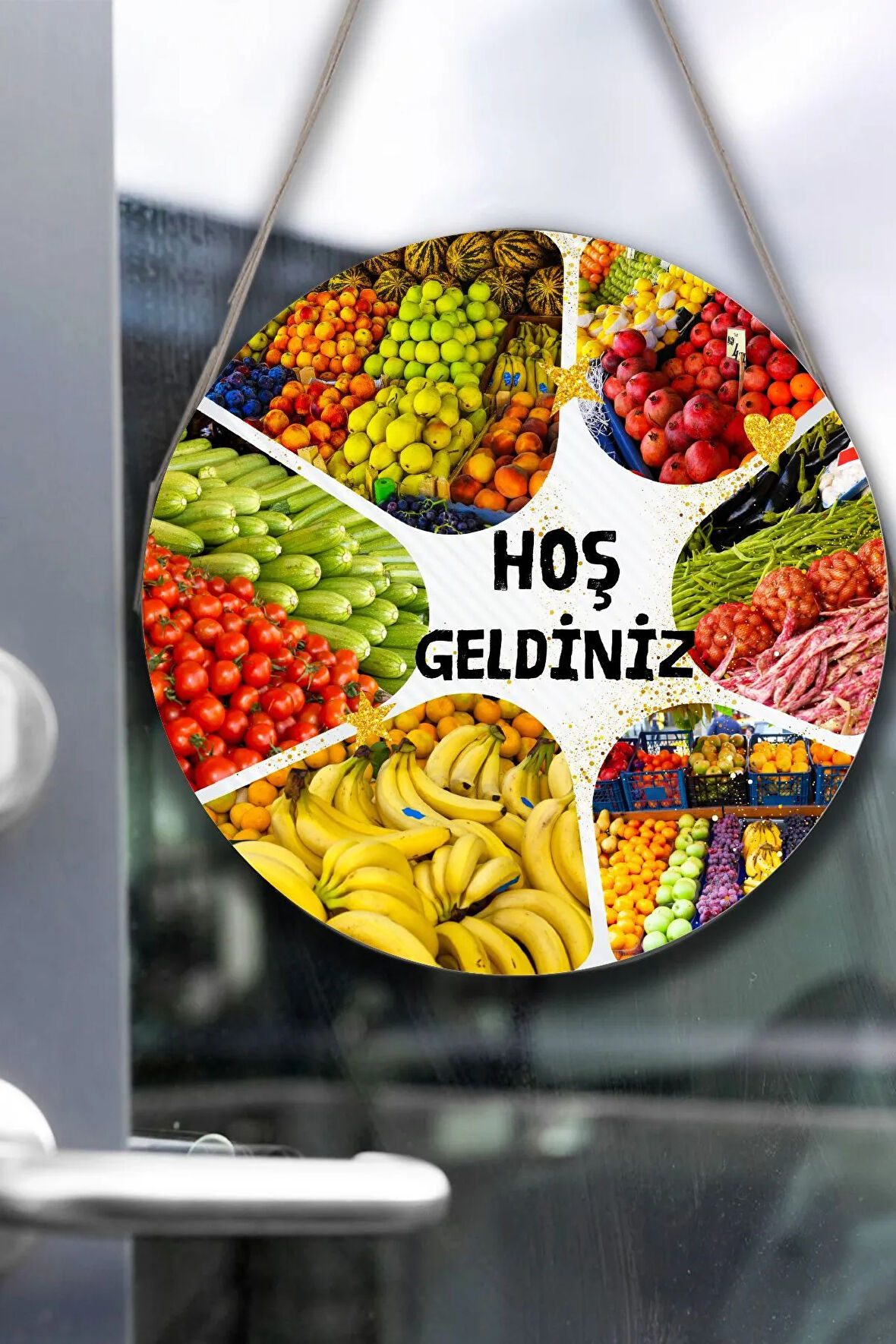 Manav Dükkanı Kapı Duvar Pano Karşılama Tabelası, Pazar, Manav, Hal için İpli Karşılama Süs Tablosu