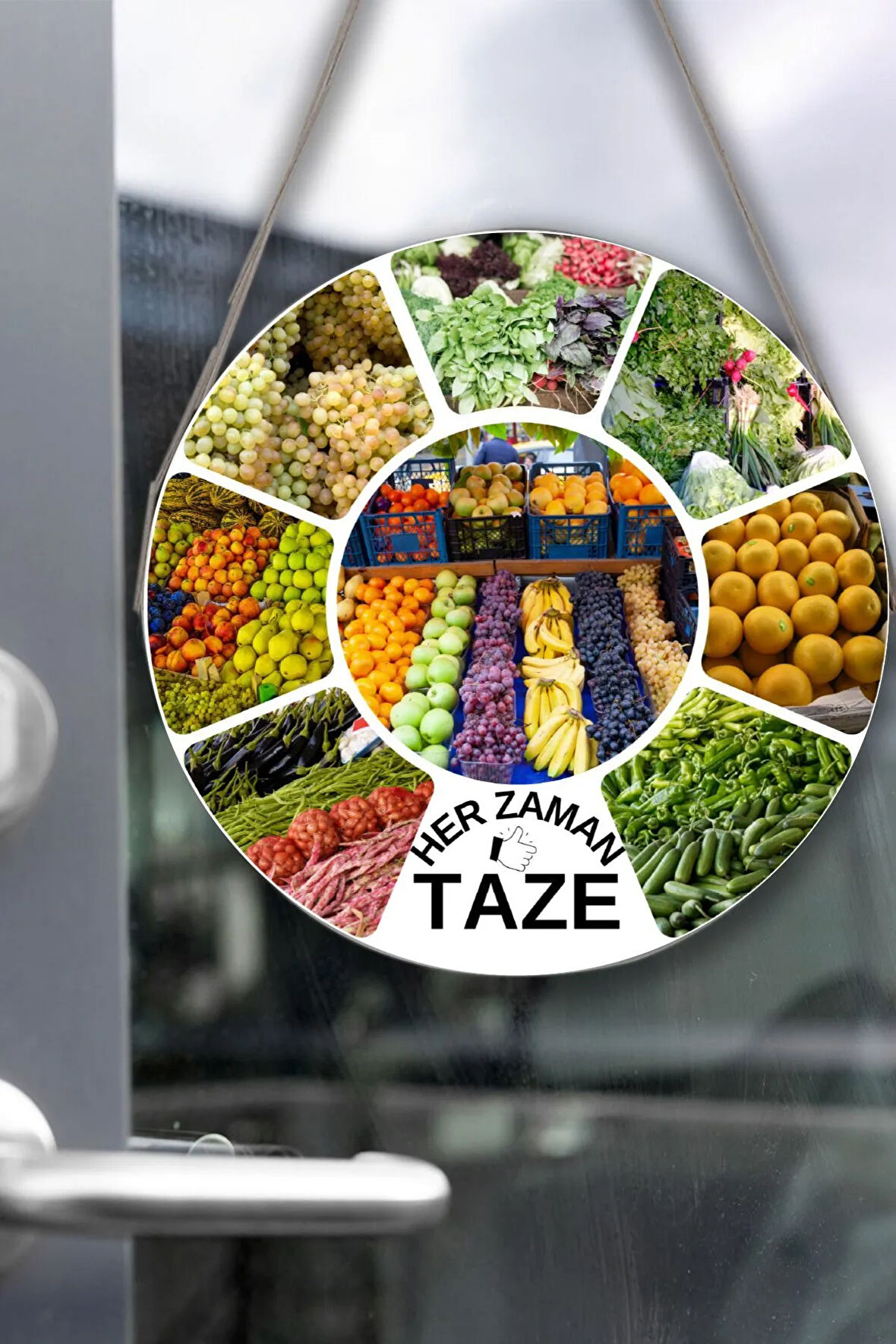 Manav Dükkanı Kapı Duvar Pano Karşılama Tabelası, Pazar, Manav, Hal için İpli Karşılama Süs Tablosu